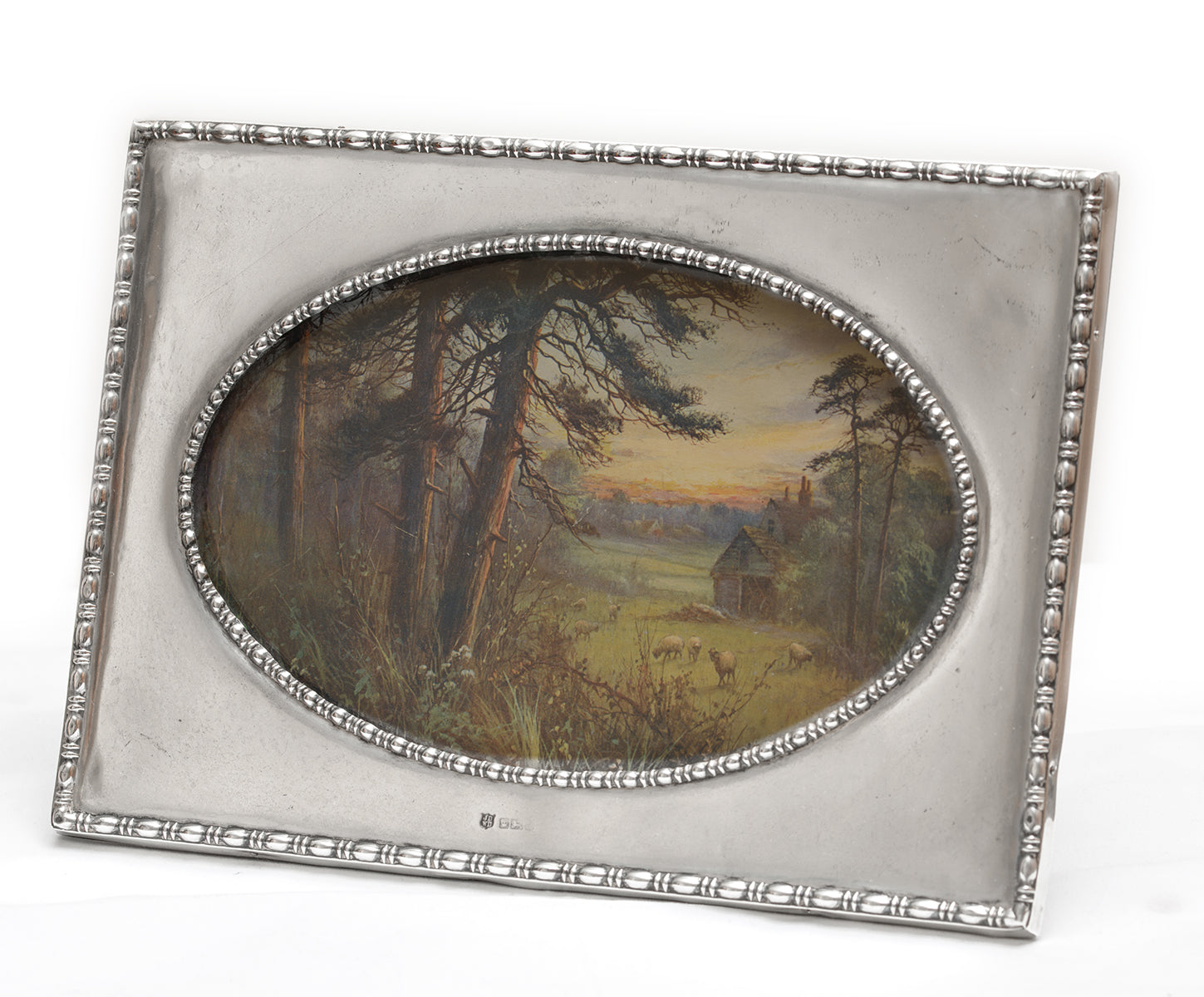 Antique Sterling Silver Photo Frame Landscape Sheffield Hallmark Freestanding (3234)