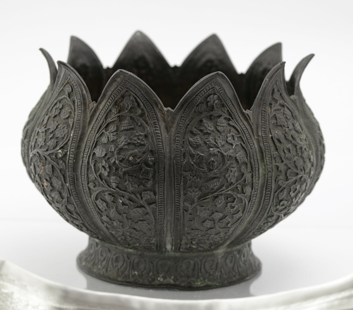 Antique Kashmir Copper Lotus Bowl With Floral Design c.1850 (3236)