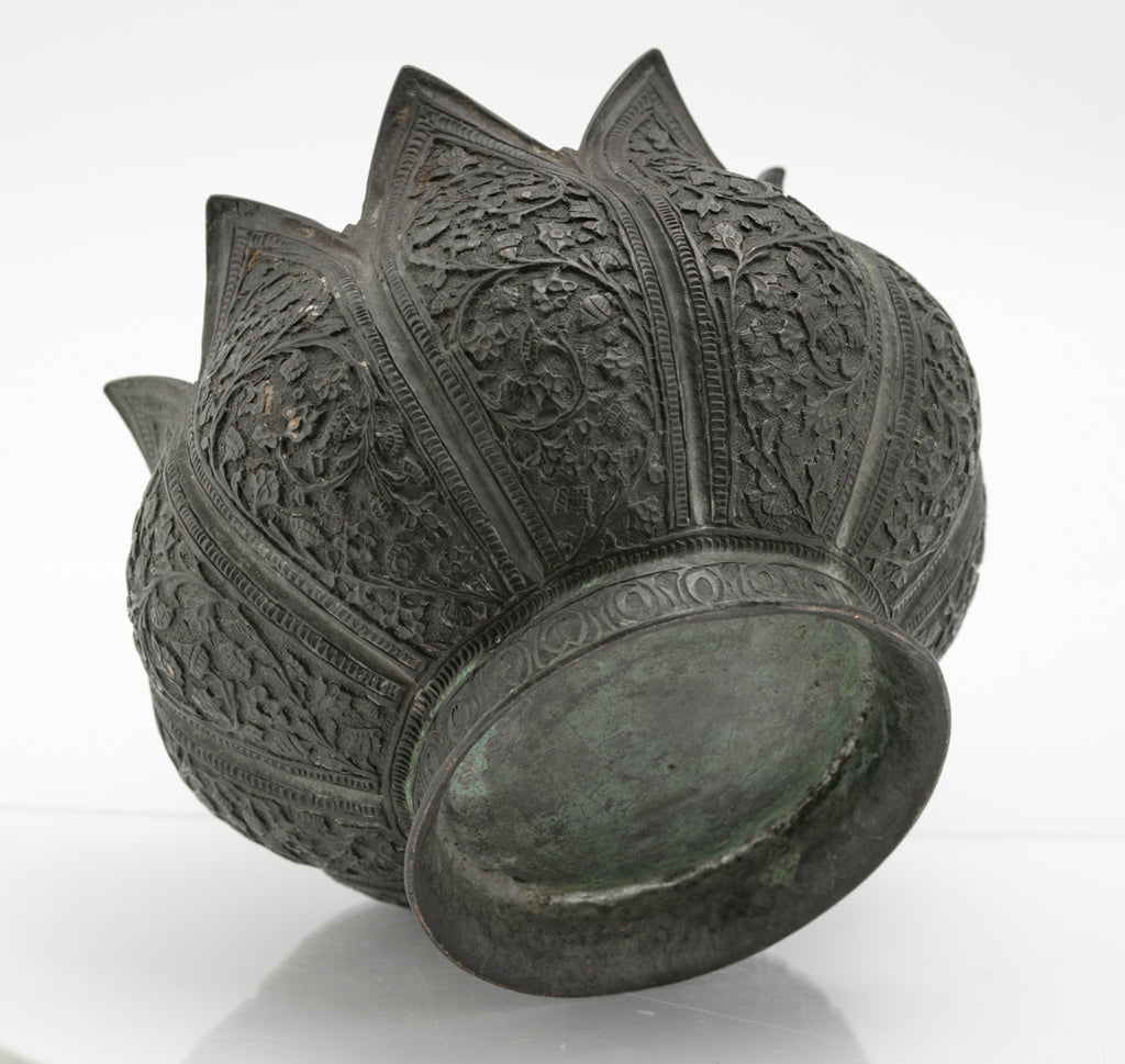 Antique Kashmir Copper Lotus Bowl With Floral Design c.1850 (3236)