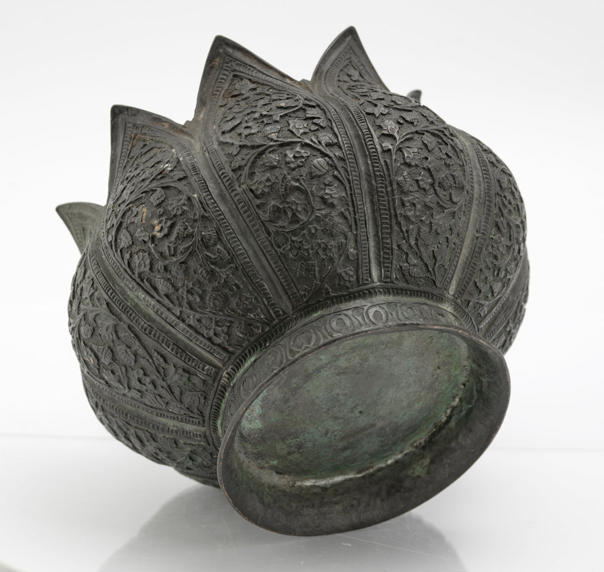 Antique Kashmir Copper Lotus Bowl With Floral Design c.1850 (3236)