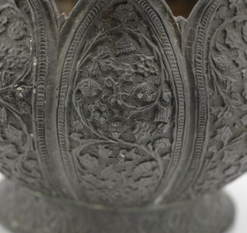 Antique Kashmir Copper Lotus Bowl With Floral Design c.1850 (3236)