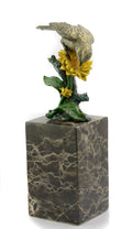 Vintage Cast Bronze Bird On Flower Figure Sculpture Signed Milo Marble Base (3253)