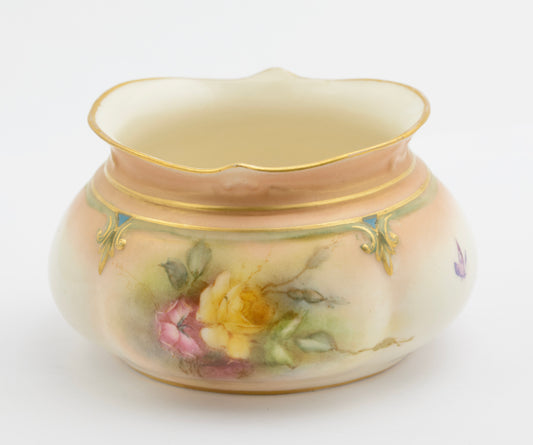 Antique Worcester Hadley's China Posy Vase Hand Painted Roses c.1900  (3260)