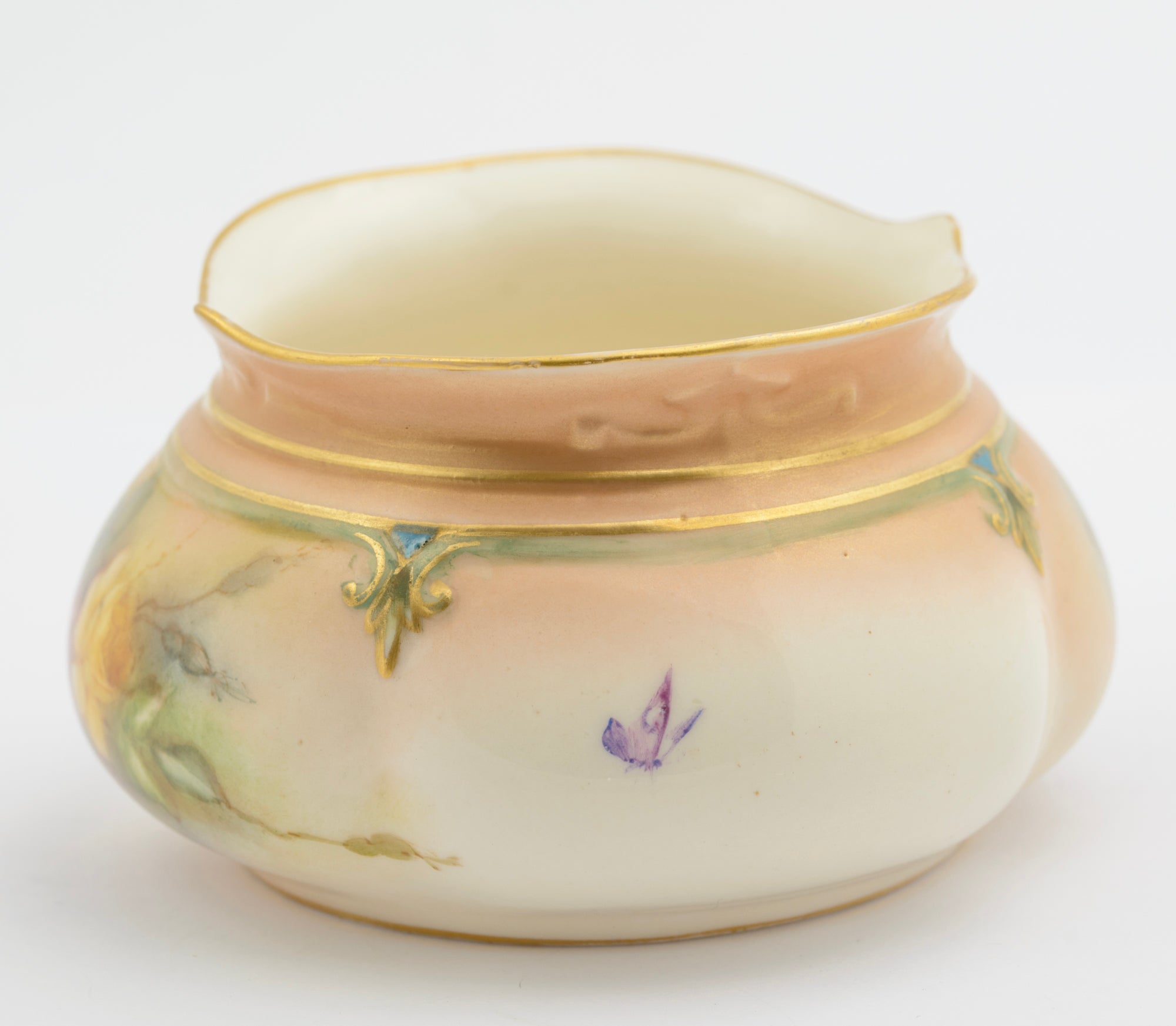 Antique Worcester Hadley's China Posy Vase Hand Painted Roses c.1900  (3260)