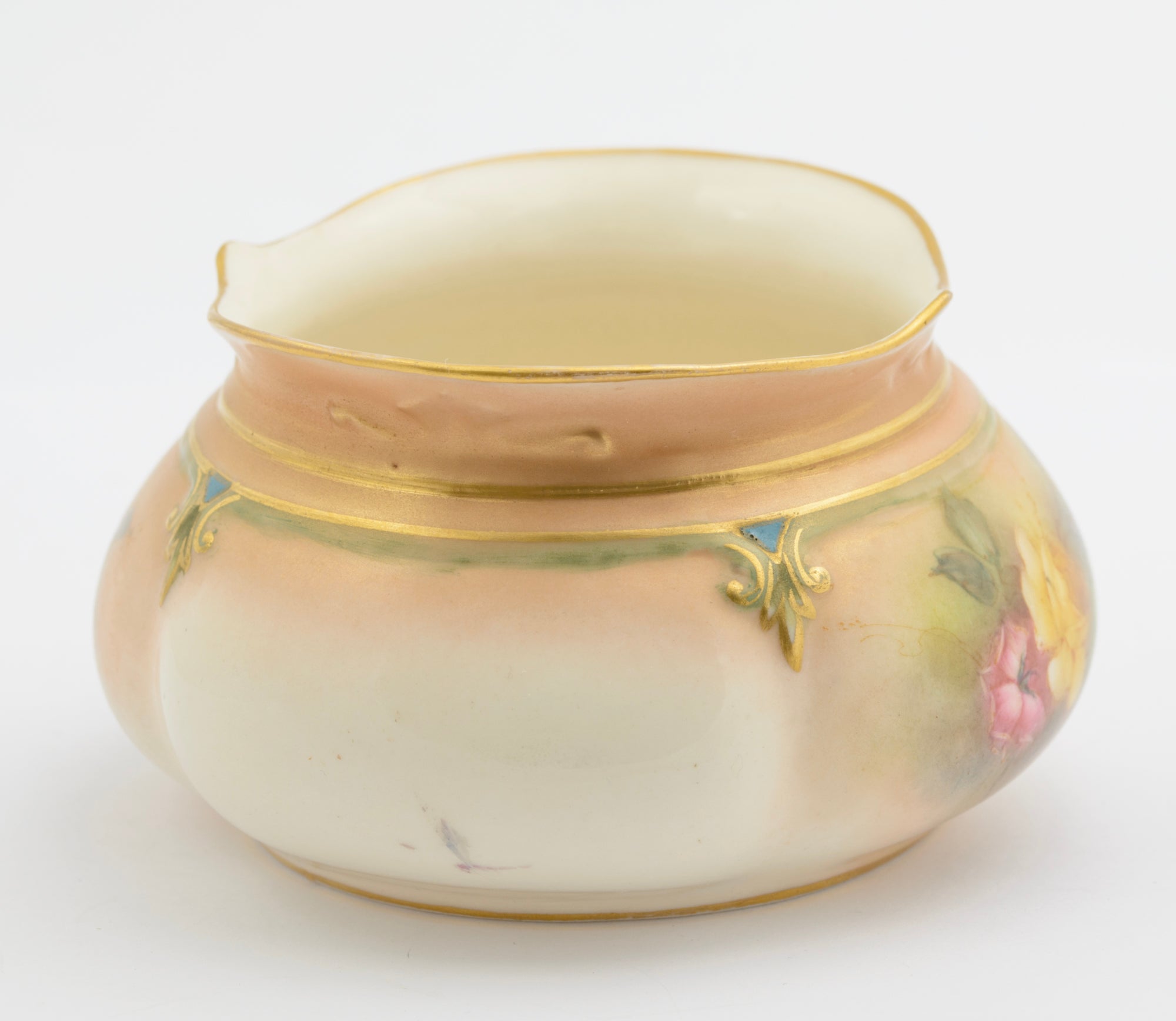 Antique Worcester Hadley's China Posy Vase Hand Painted Roses c.1900  (3260)