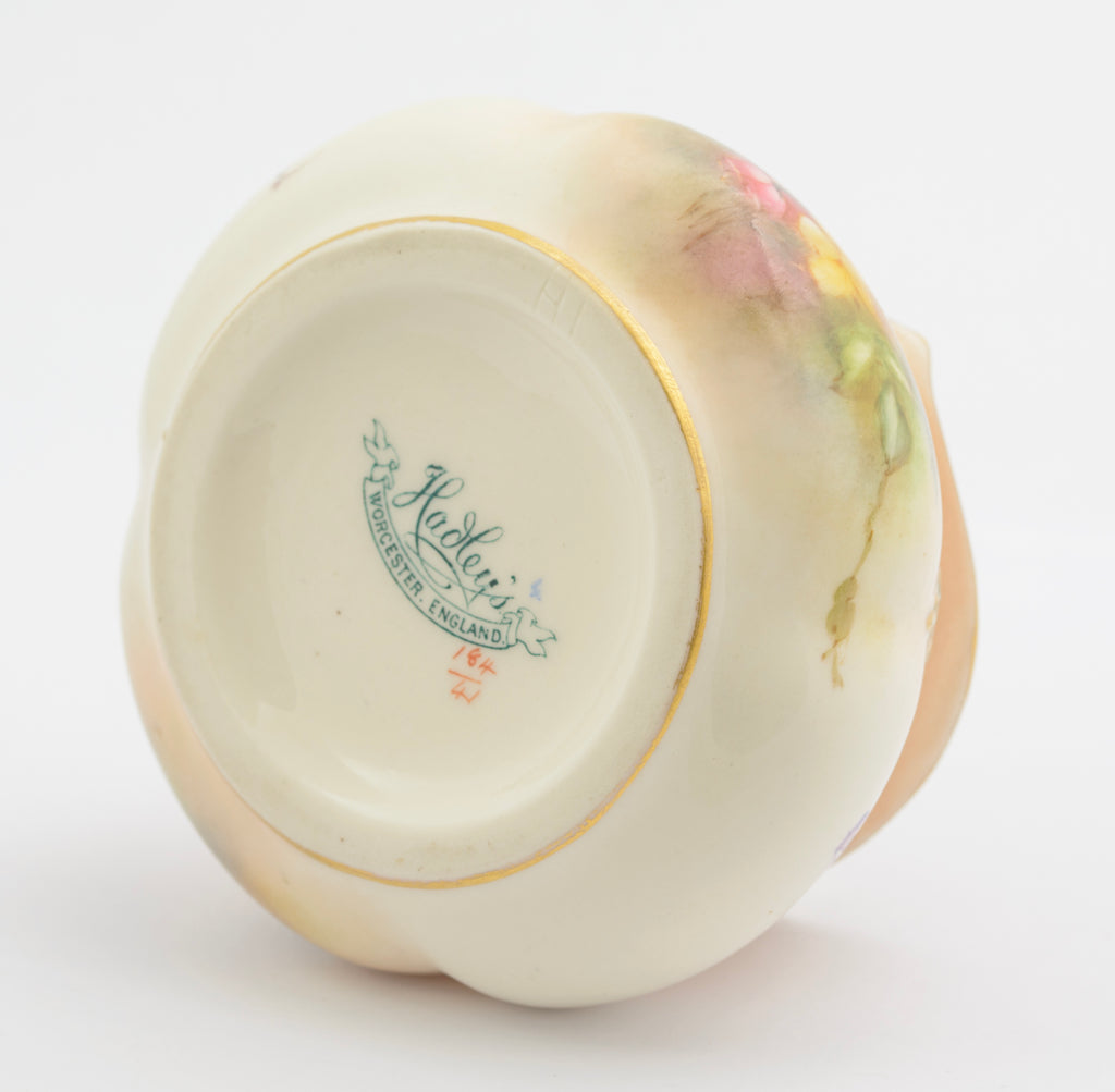 Antique Worcester Hadley's China Posy Vase Hand Painted Roses c.1900  (3260)