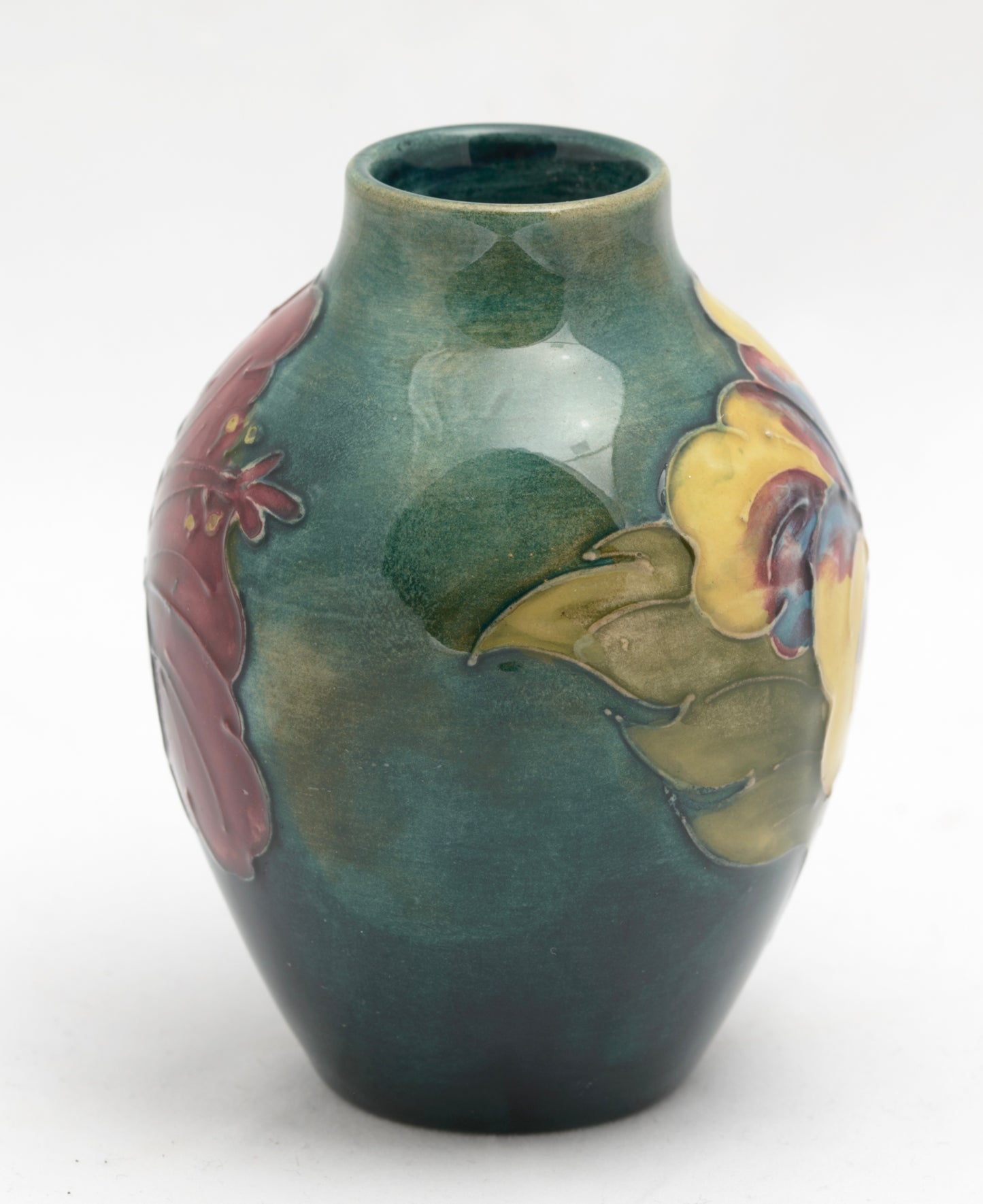 Vintage Moorcroft Pottery Hibiscus Pattern Vase Mid Century Original Label (3268)
