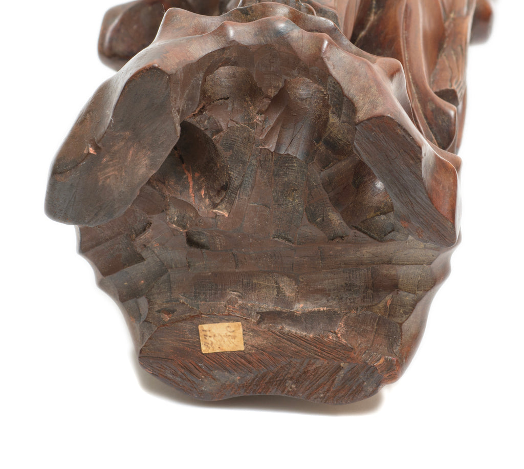 Vintage Chinese Hardwood Carved Figure Luohan Buddhist Traveller (3274)
