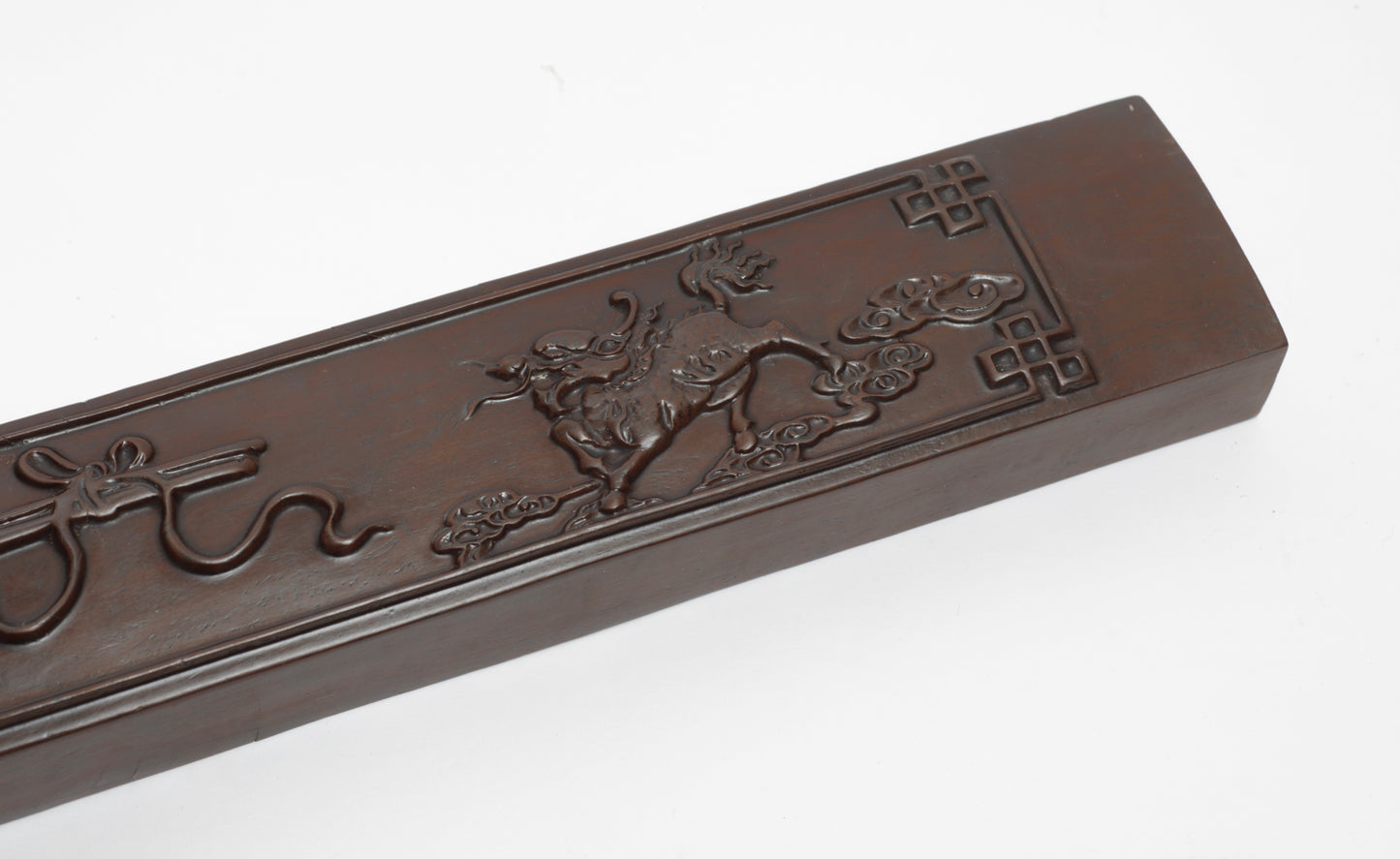 Vintage Chinese Zitan Wood Large Carved Scroll Weight With Cloud Dragons (3275)