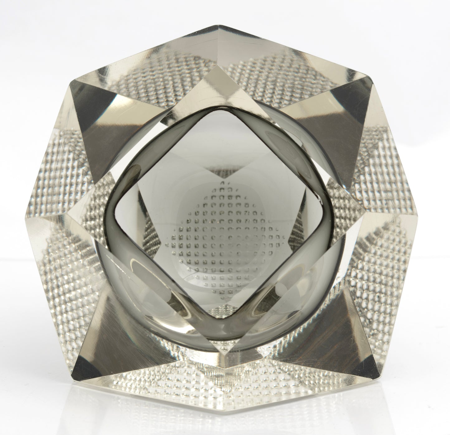 Vintage Murano Art Glass Sommerso Geode Bowl Manner Of Mandruzzato (3278)