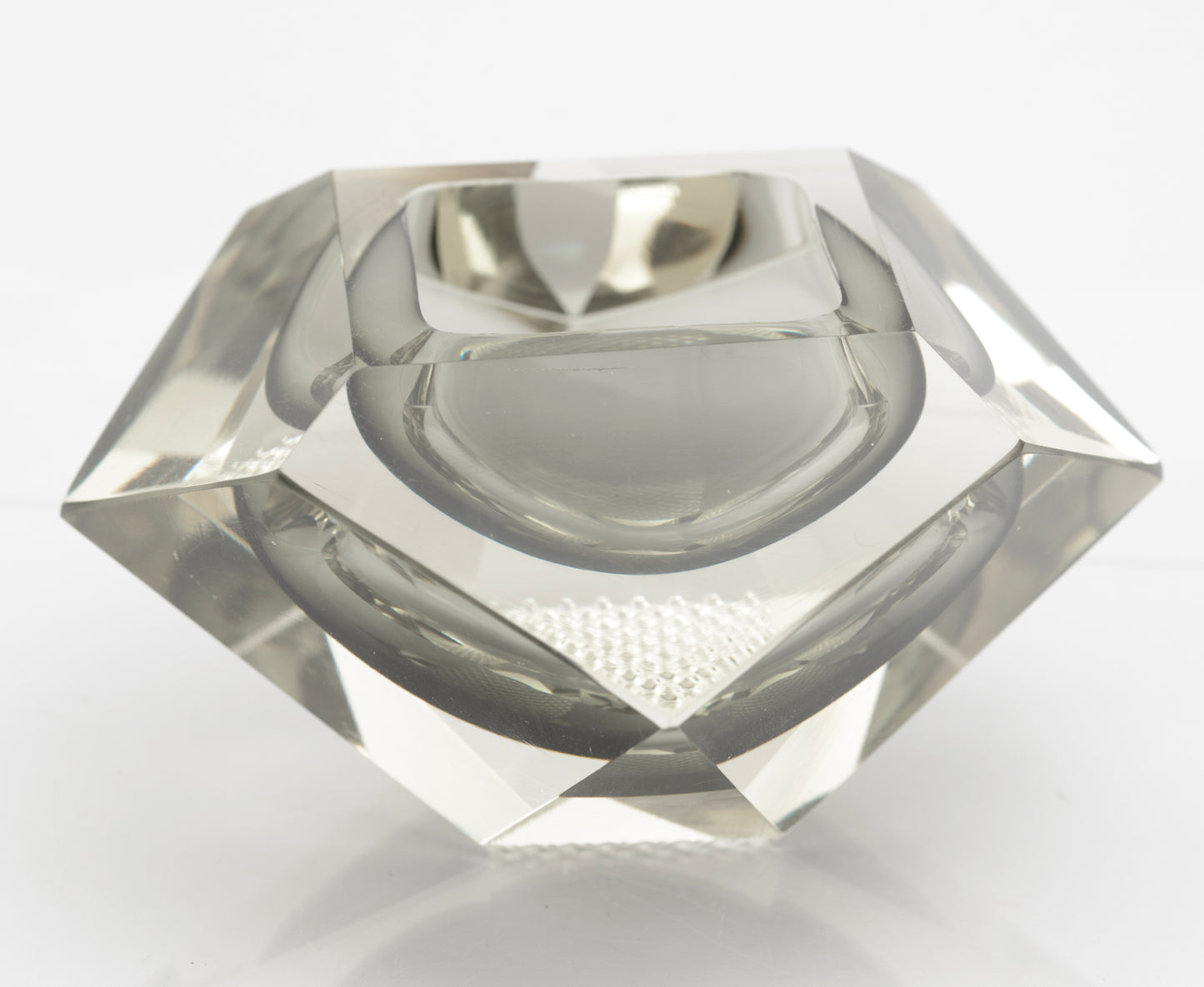 Vintage Murano Art Glass Sommerso Geode Bowl Manner Of Mandruzzato (3278)