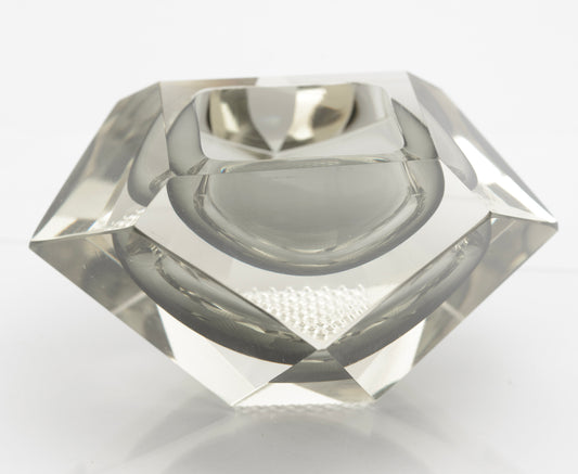 Vintage Murano Art Glass Sommerso Geode Bowl Manner Of Mandruzzato (3278)