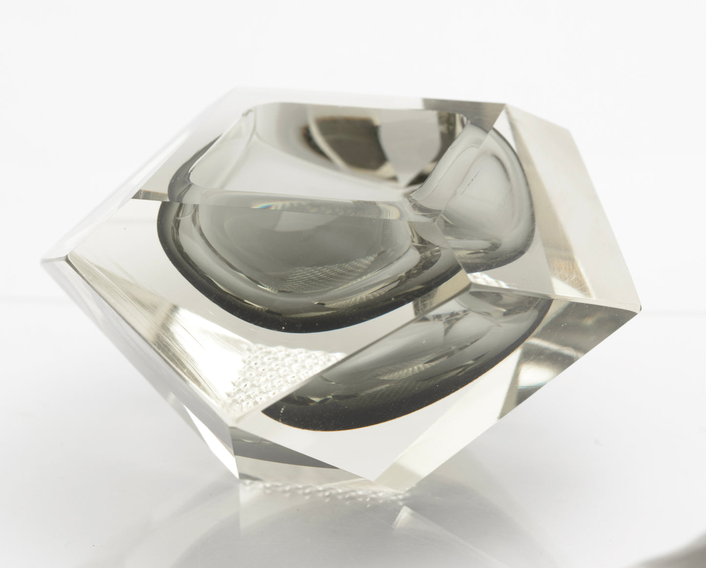 Vintage Murano Art Glass Sommerso Geode Bowl Manner Of Mandruzzato (3278)