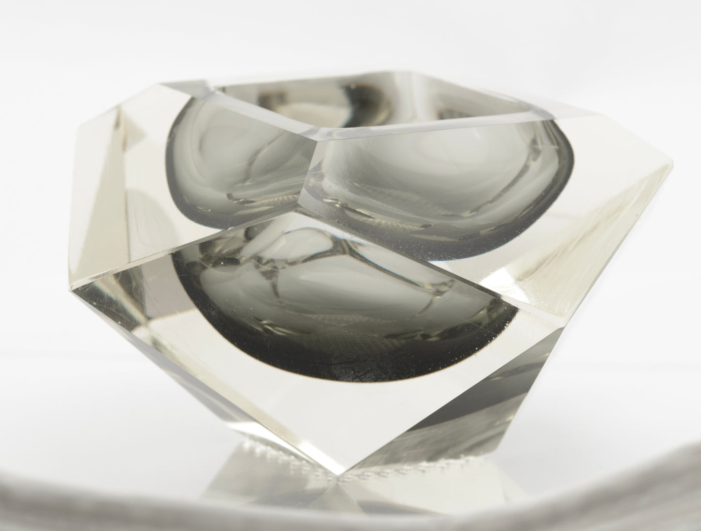 Vintage Murano Art Glass Sommerso Geode Bowl Manner Of Mandruzzato (3278)