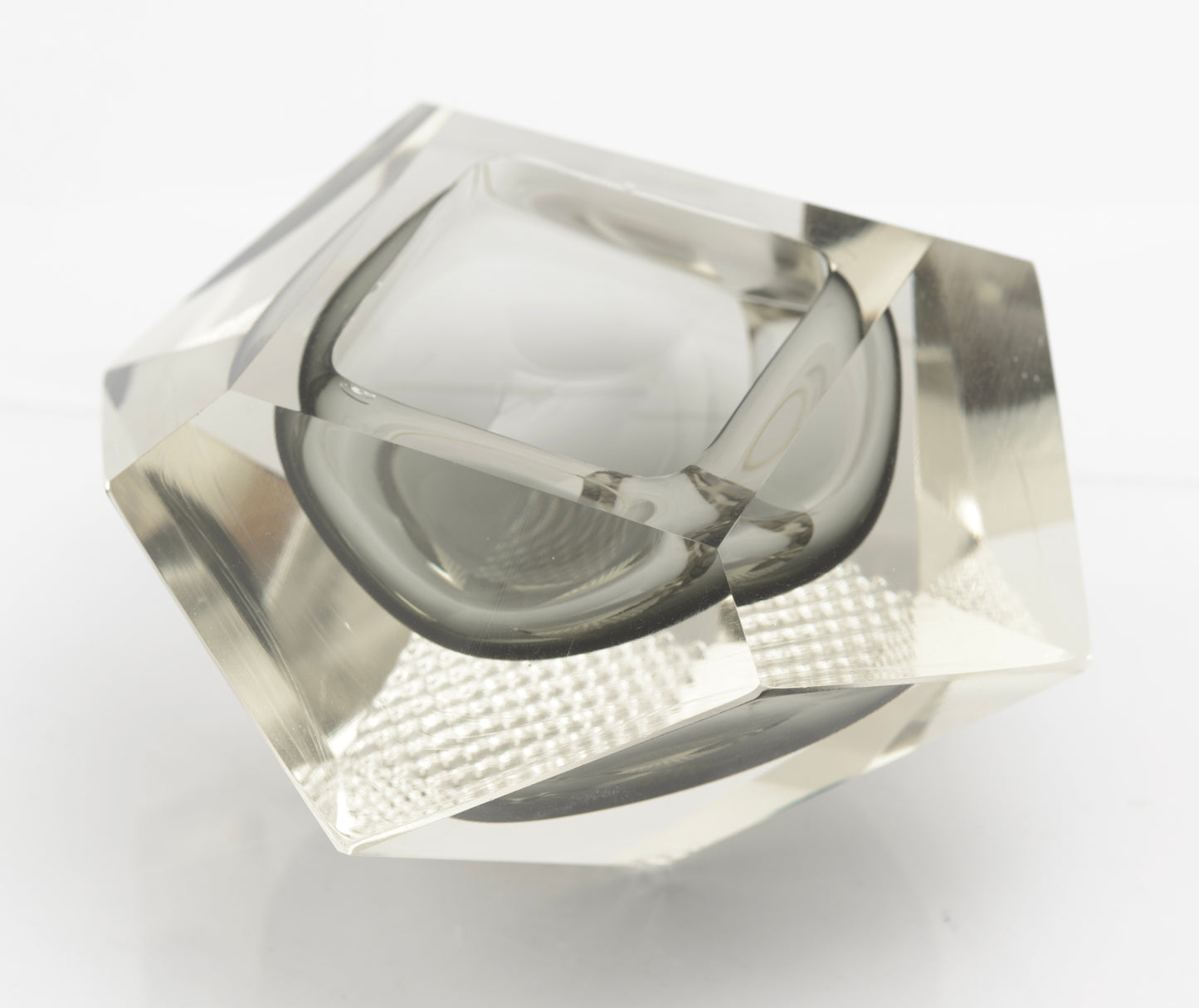 Vintage Murano Art Glass Sommerso Geode Bowl Manner Of Mandruzzato (3278)