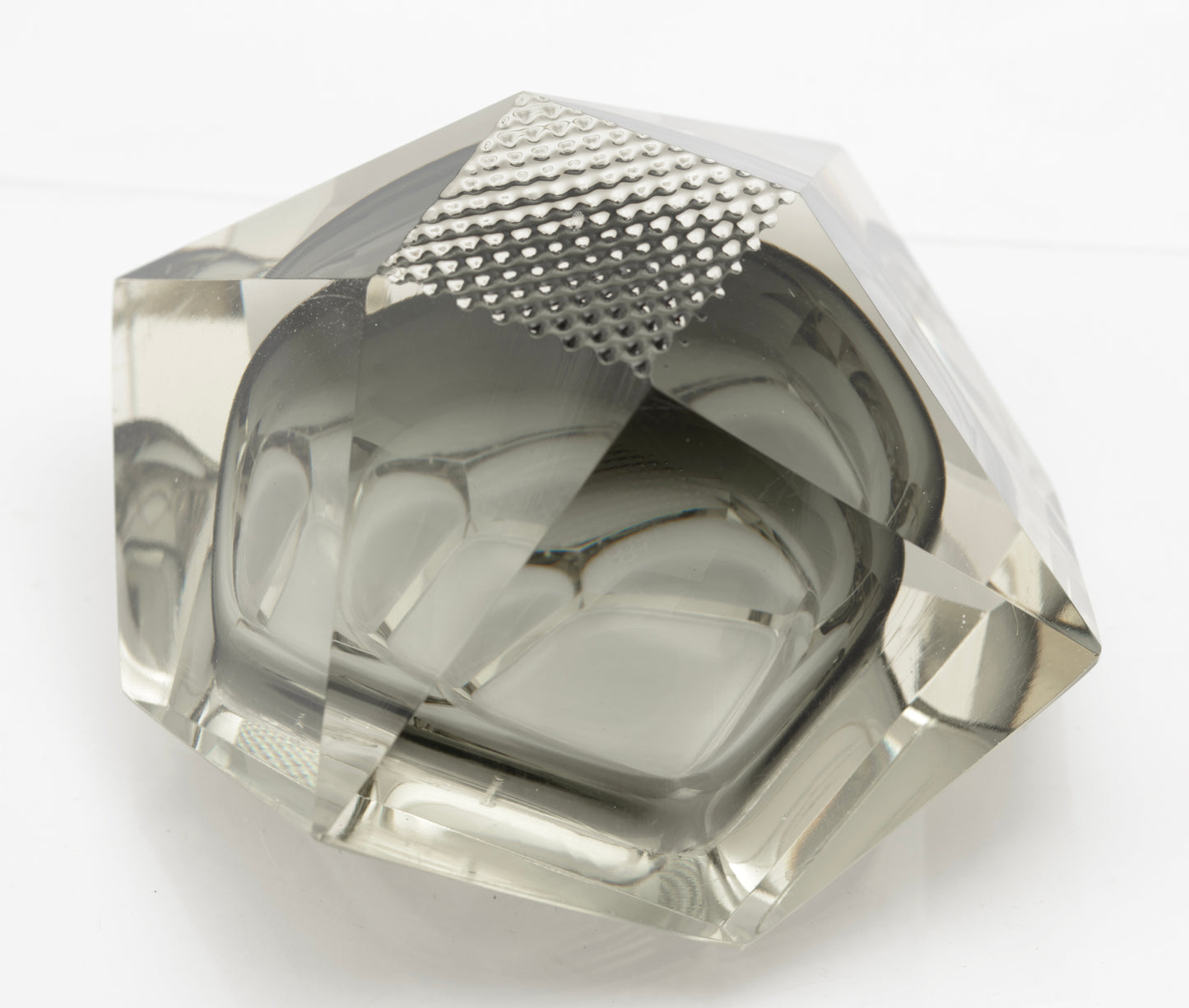 Vintage Murano Art Glass Sommerso Geode Bowl Manner Of Mandruzzato (3278)