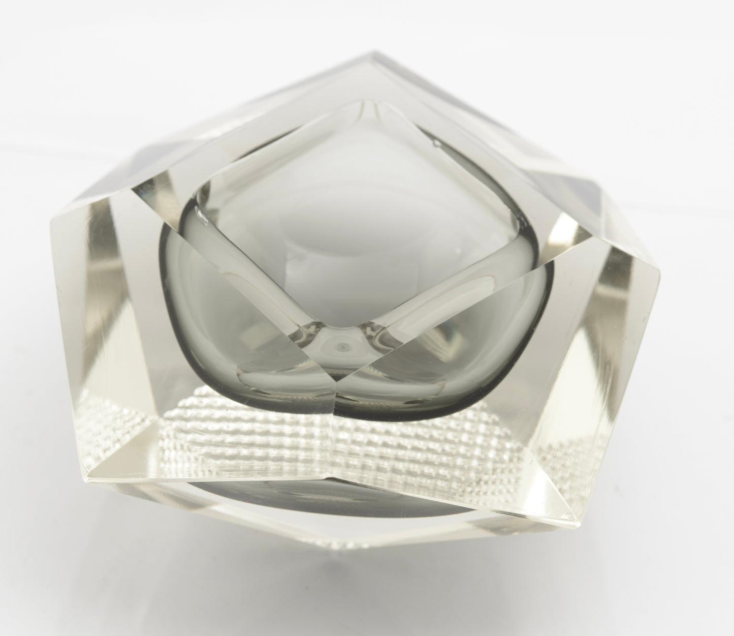 Vintage Murano Art Glass Sommerso Geode Bowl Manner Of Mandruzzato (3278)