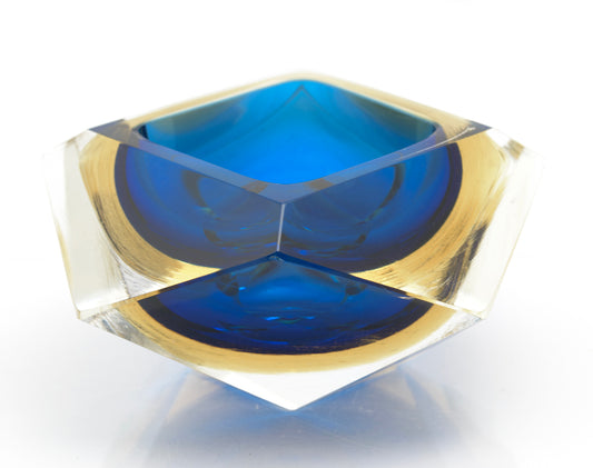 Vintage Murano Sommerso Glass Geode Bowl Manner Of Flavio Poli (3278)
