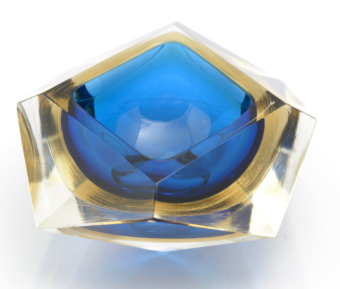 Vintage Murano Sommerso Glass Geode Bowl Manner Of Flavio Poli (3278)