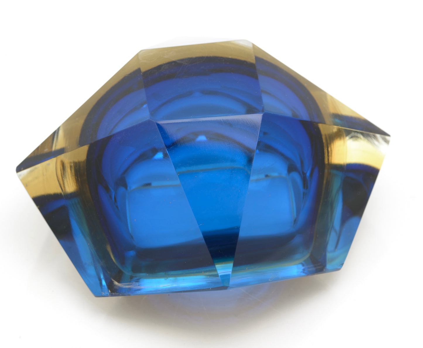 Vintage Murano Sommerso Glass Geode Bowl Manner Of Flavio Poli (3278)