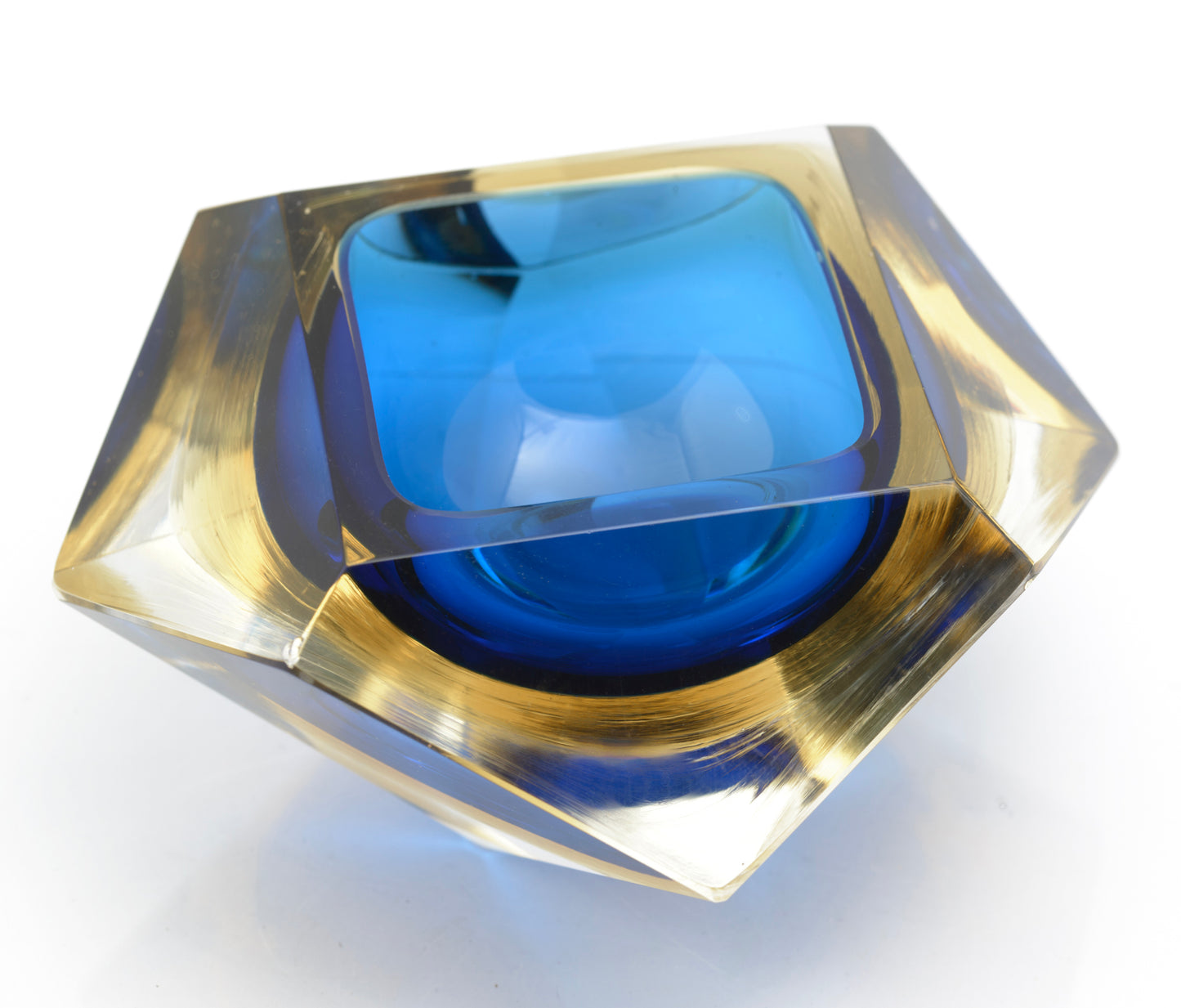 Vintage Murano Sommerso Glass Geode Bowl Manner Of Flavio Poli (3278)