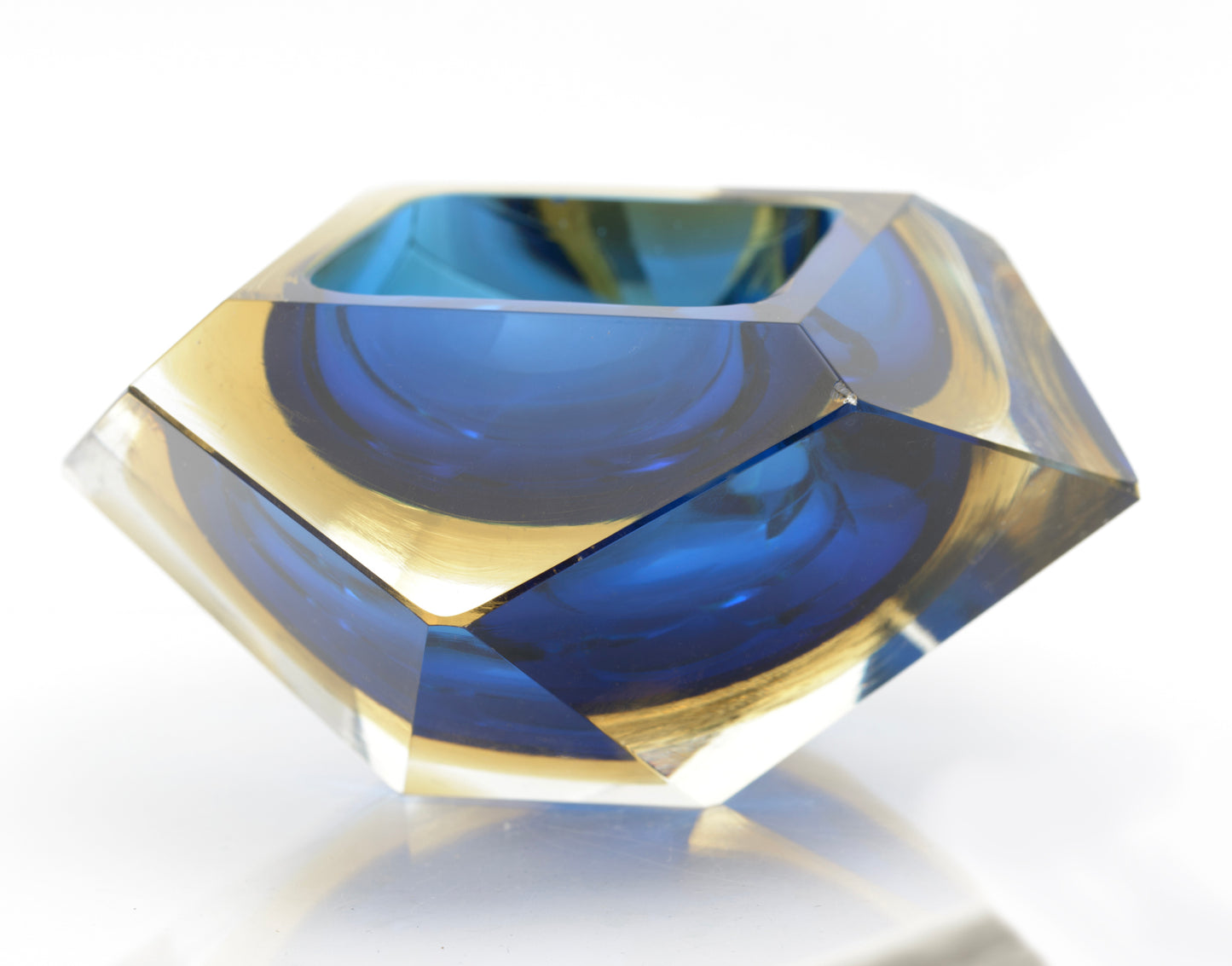 Vintage Murano Sommerso Glass Geode Bowl Manner Of Flavio Poli (3278)