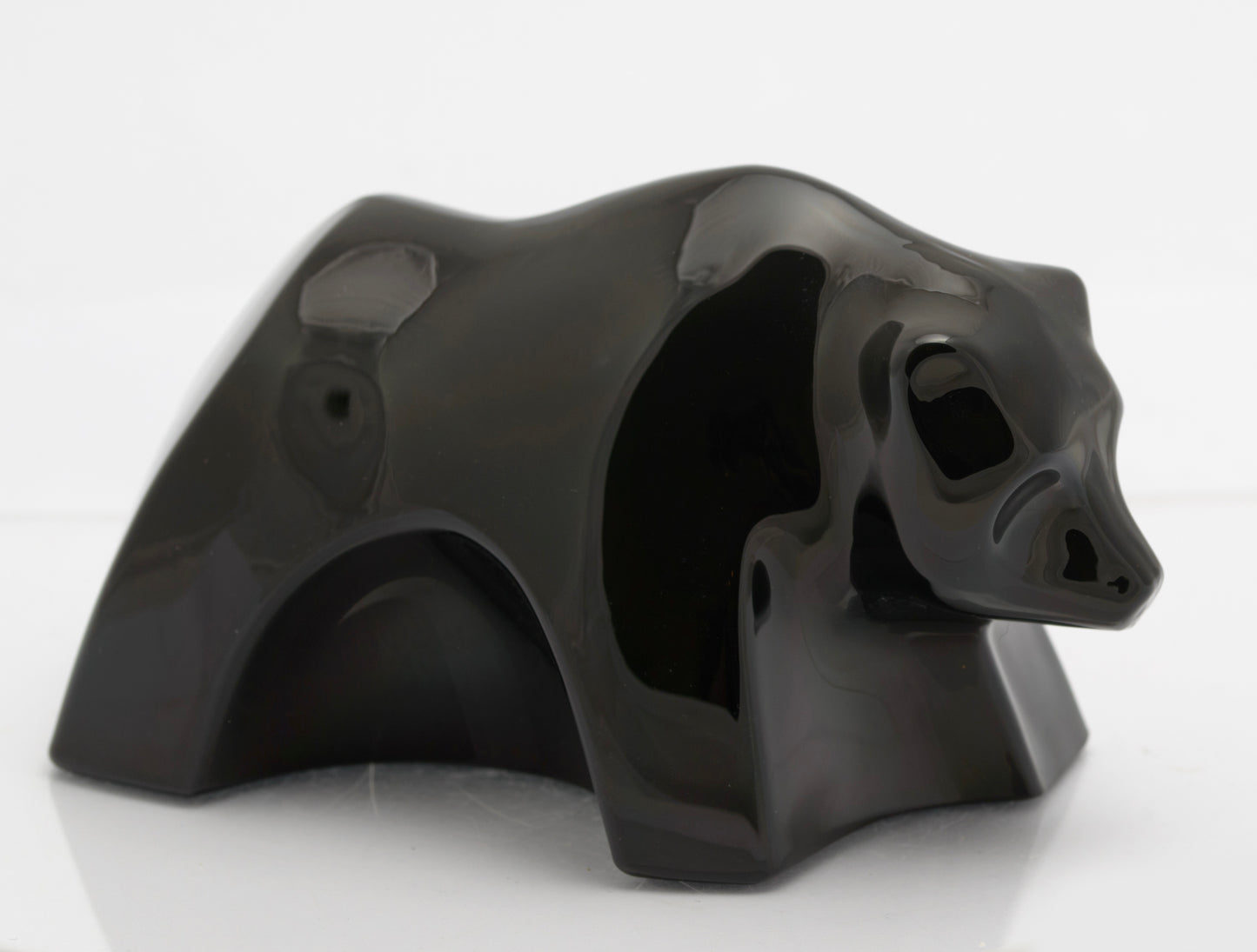 Baccarat French Moulded Crystal Art Glass Black Bear Sculpture (3280)