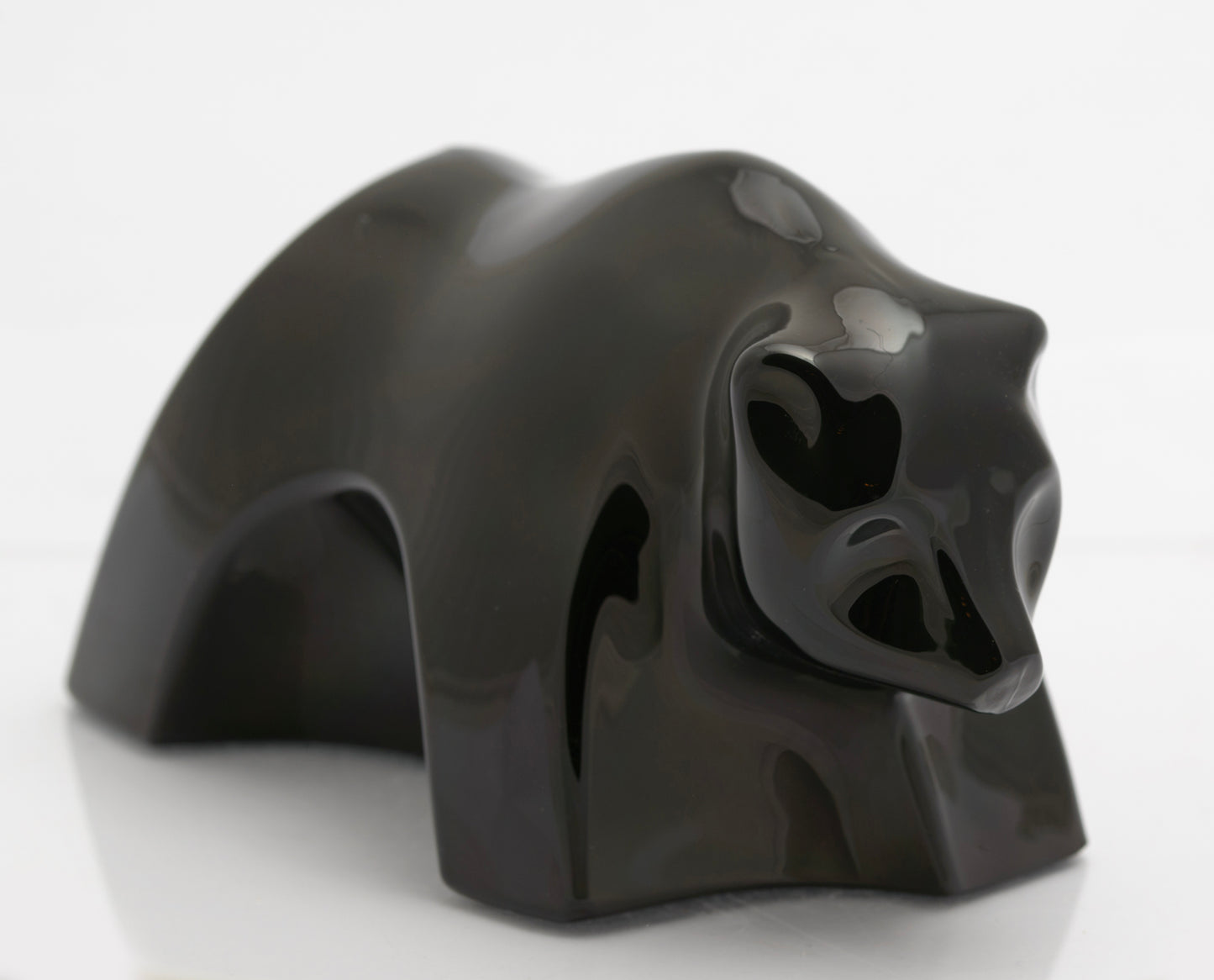 Baccarat French Moulded Crystal Art Glass Black Bear Sculpture (3280)