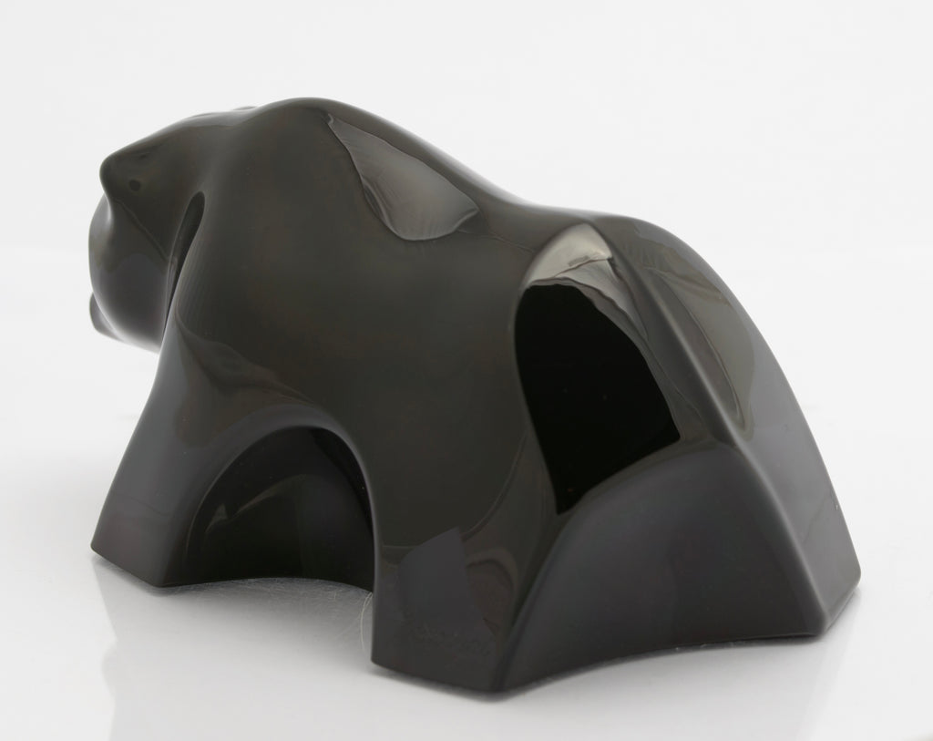 Baccarat French Moulded Crystal Art Glass Black Bear Sculpture (3280)