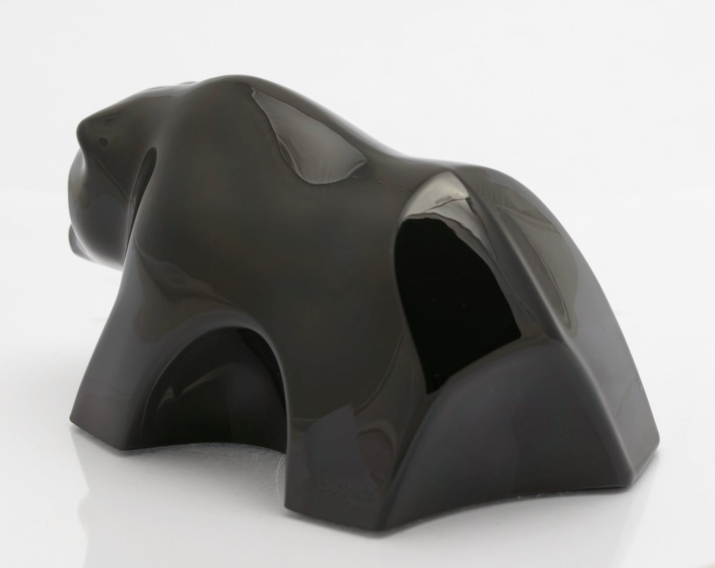 Baccarat French Moulded Crystal Art Glass Black Bear Sculpture (3280)