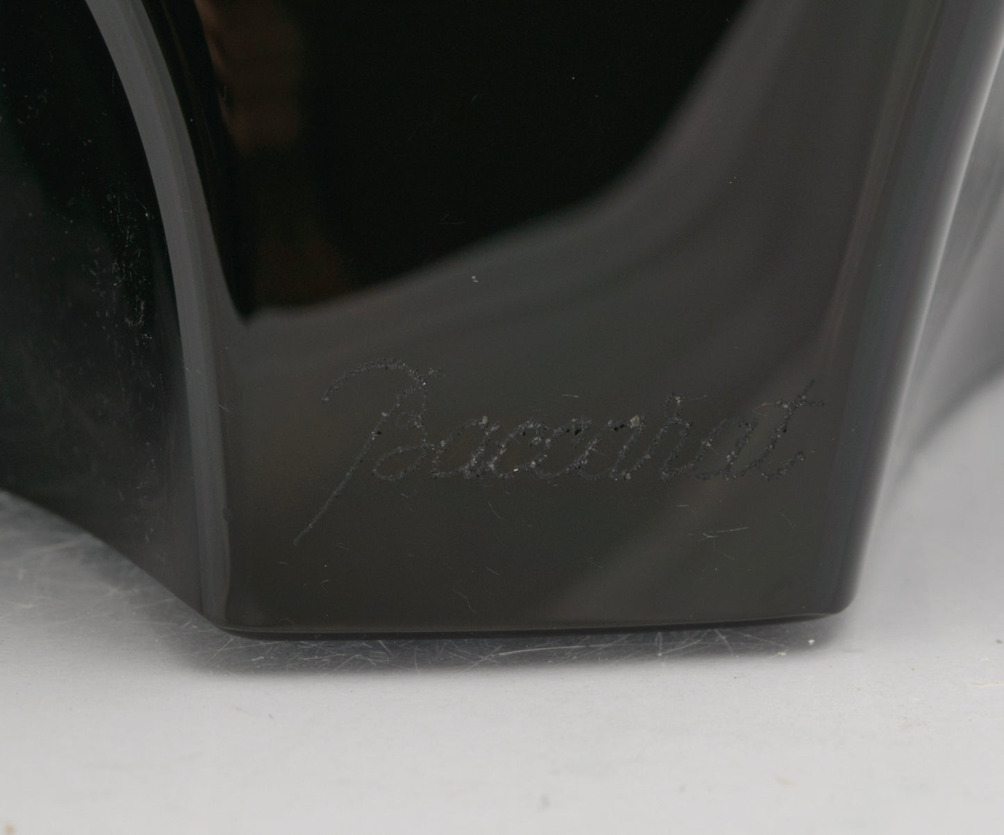 Baccarat French Moulded Crystal Art Glass Black Bear Sculpture (3280)