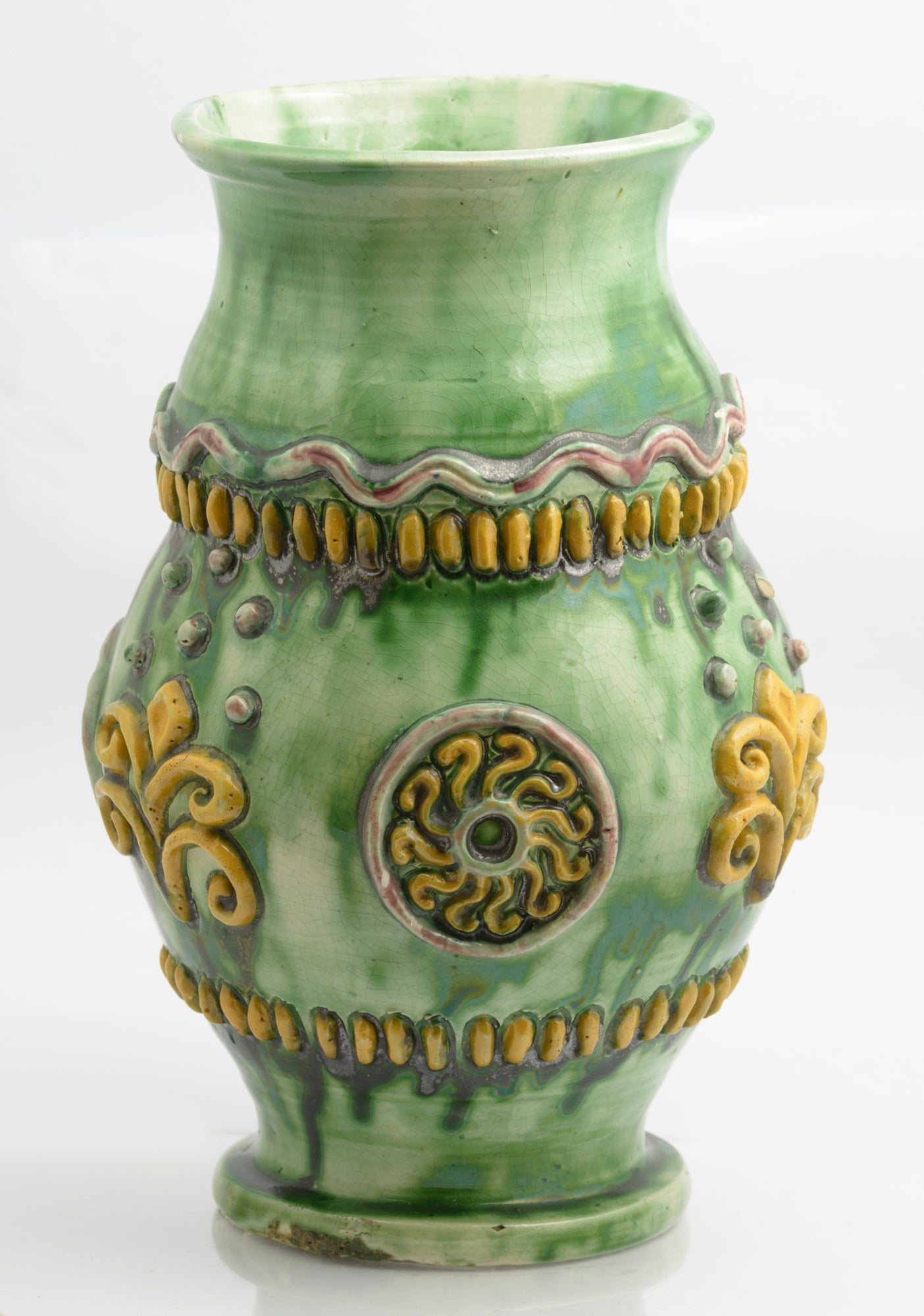 Antique Castle Heddingham Art Pottery Vase By Edward Bingham c.1890 (3285)