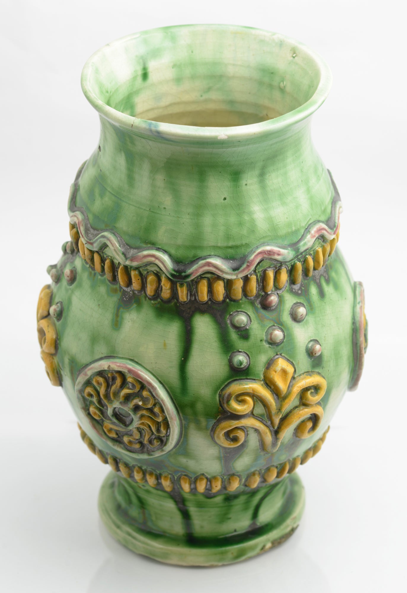 Antique Castle Heddingham Art Pottery Vase By Edward Bingham c.1890 (3285)