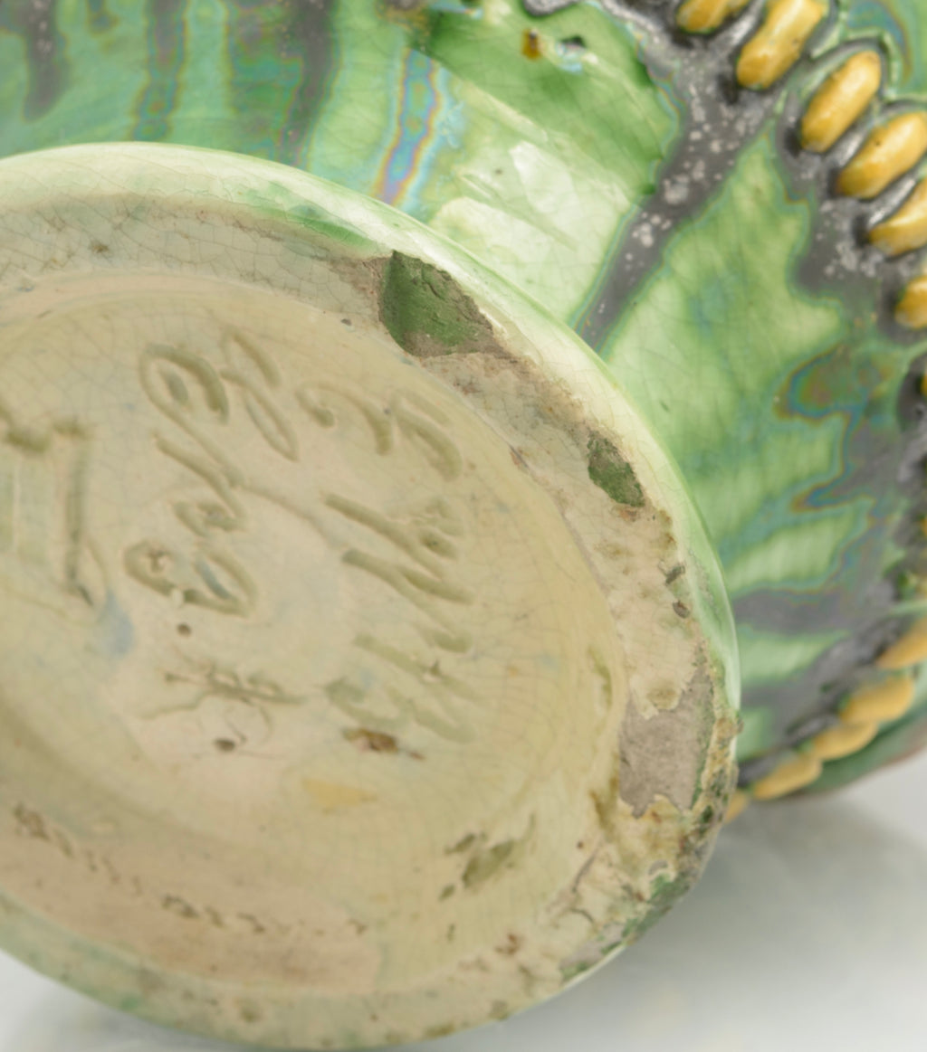 Antique Castle Heddingham Art Pottery Vase By Edward Bingham c.1890 (3285)