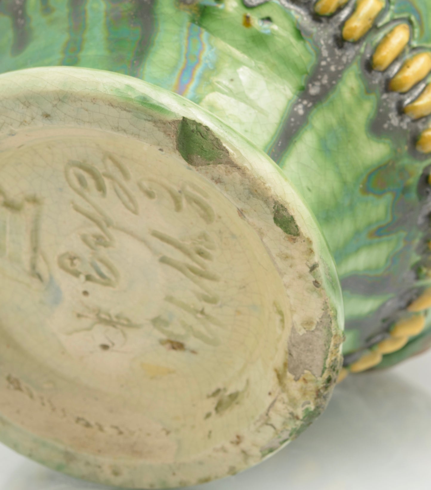 Antique Castle Heddingham Art Pottery Vase By Edward Bingham c.1890 (3285)