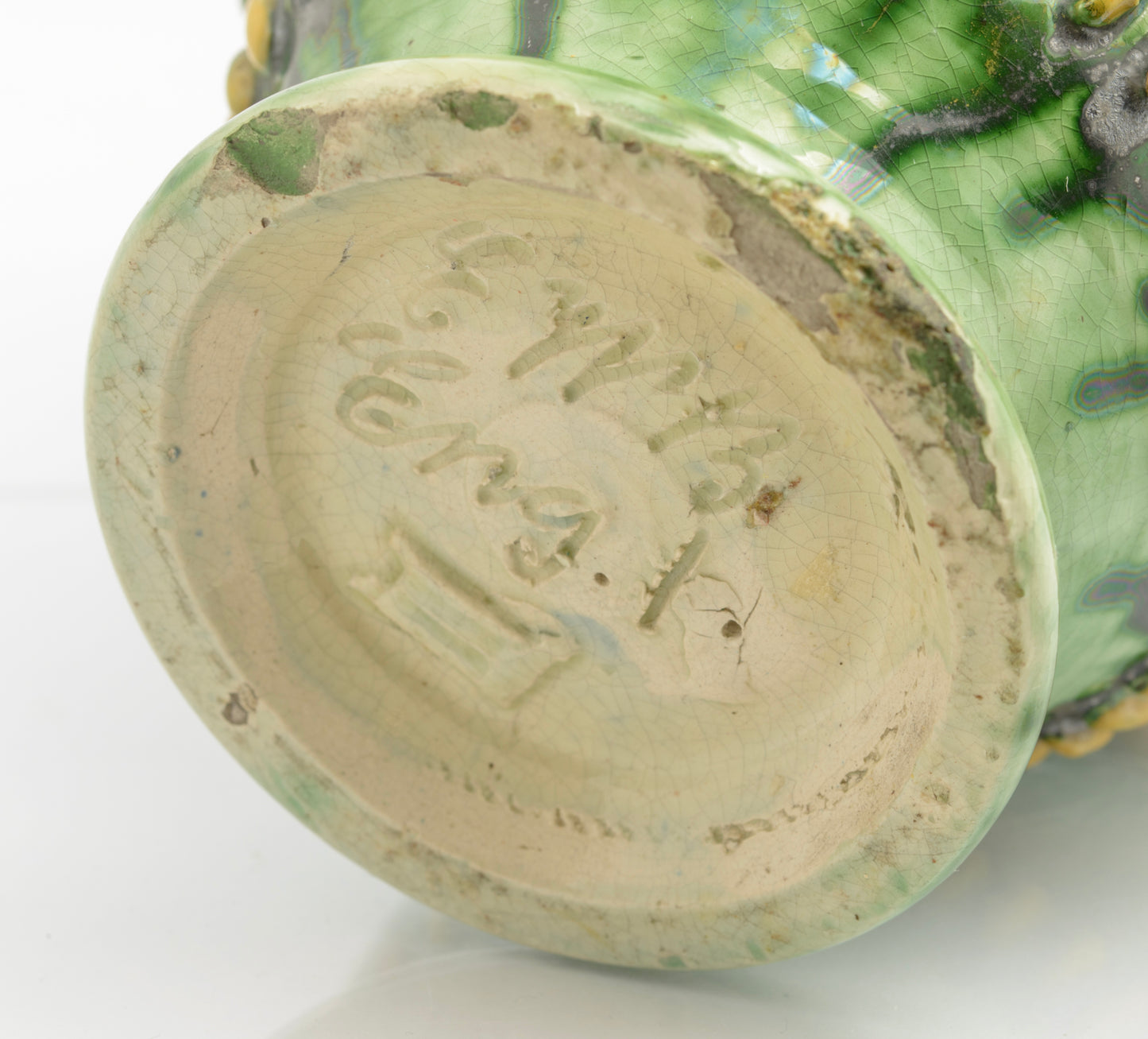 Antique Castle Heddingham Art Pottery Vase By Edward Bingham c.1890 (3285)