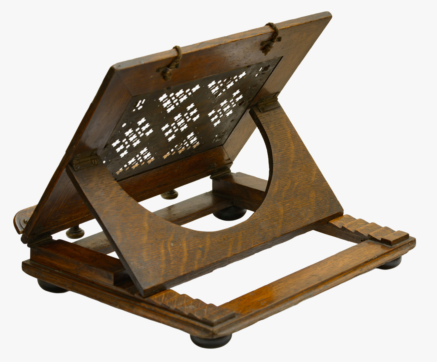 Antique Victorian Oak & Brass Folding Travelling Lectern / Book Stand c.1880 (3287)