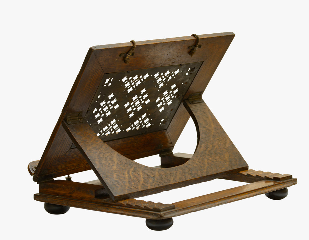 Antique Victorian Oak & Brass Folding Travelling Lectern / Book Stand c.1880 (3287)