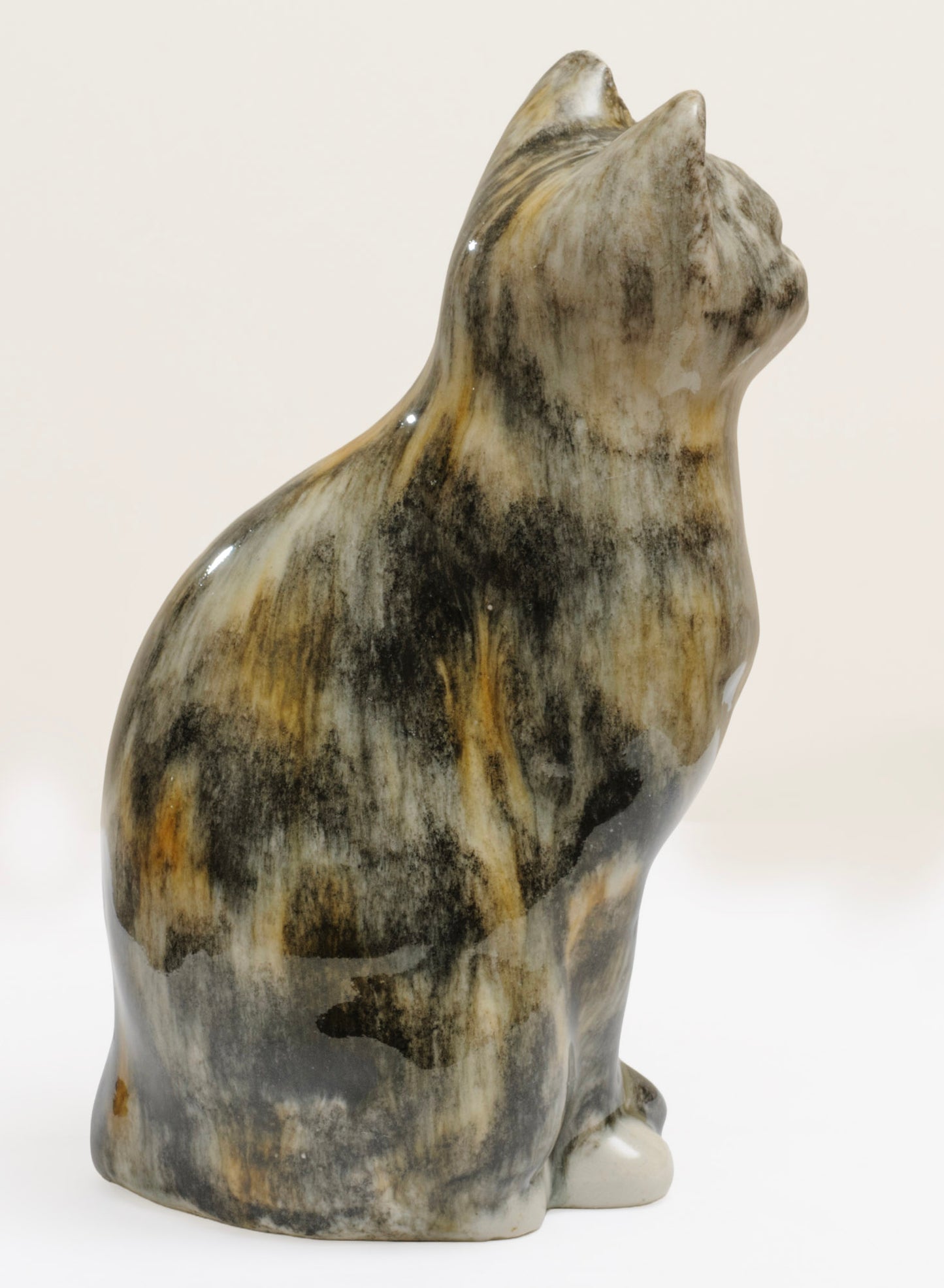 Vintage Winstanley Pottery Young Tabby Cat With Glass Eyes & White Bib Size 2 (3288)