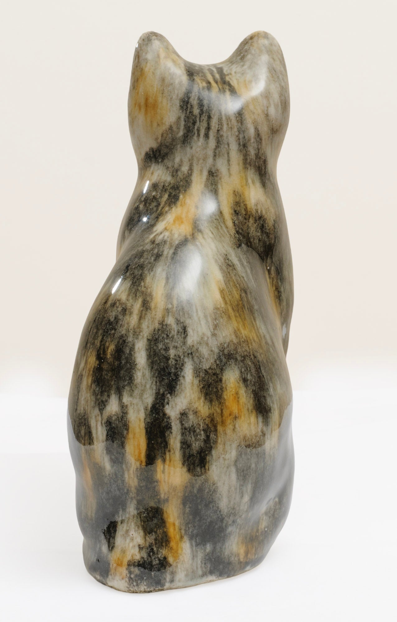 Vintage Winstanley Pottery Young Tabby Cat With Glass Eyes & White Bib Size 2 (3288)