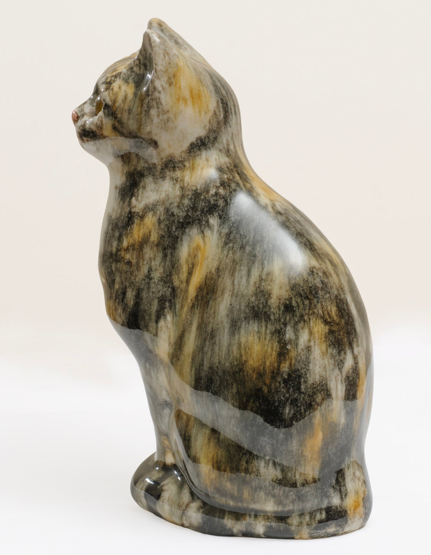 Vintage Winstanley Pottery Young Tabby Cat With Glass Eyes & White Bib Size 2 (3288)