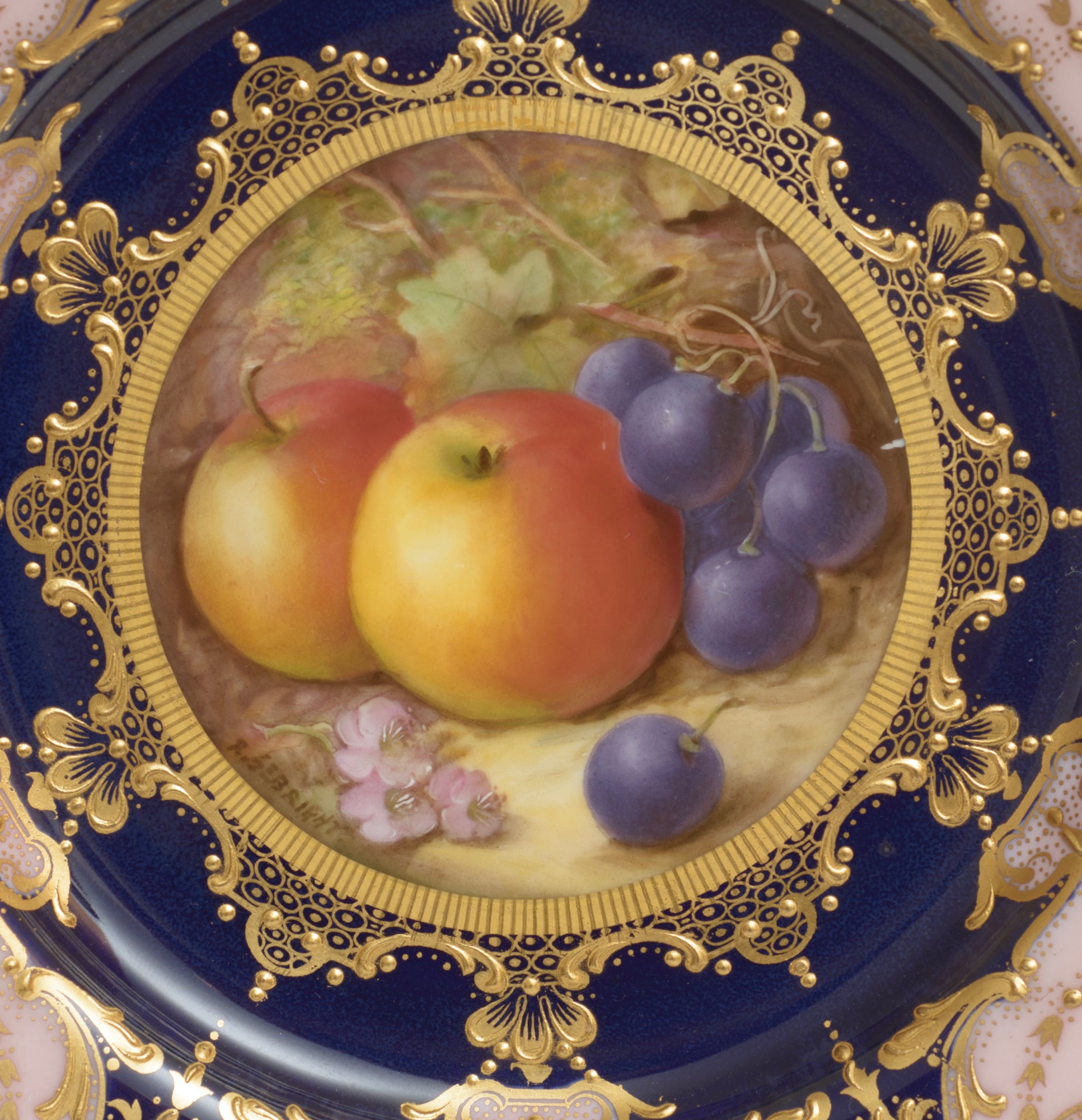 Antique Royal Worcester Hand Painted Fruit Cabinet Plate by