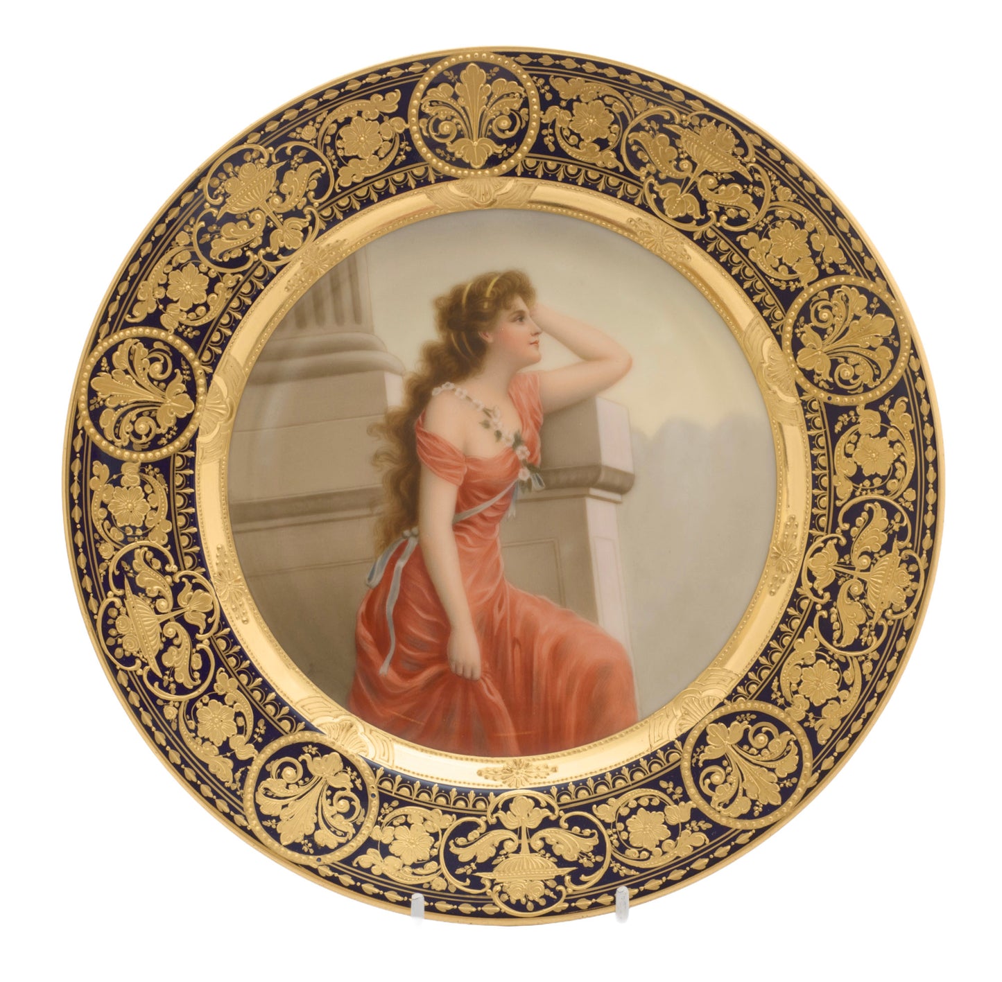 Antique Vienna Porcelain Hand Painted Cabinet Plate Sehnsucht (Longing) (3292)