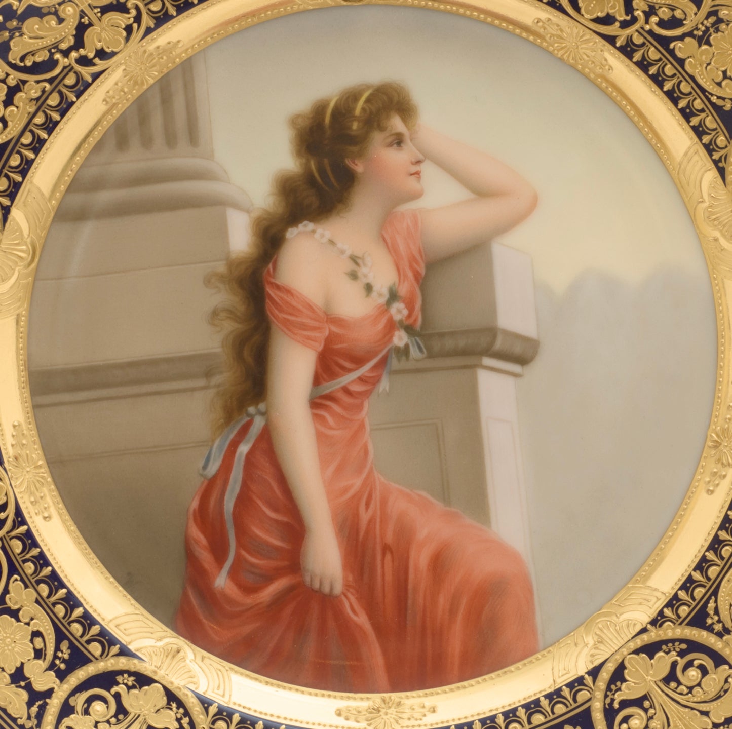 Antique Vienna Porcelain Hand Painted Cabinet Plate Sehnsucht (Longing) (3292)