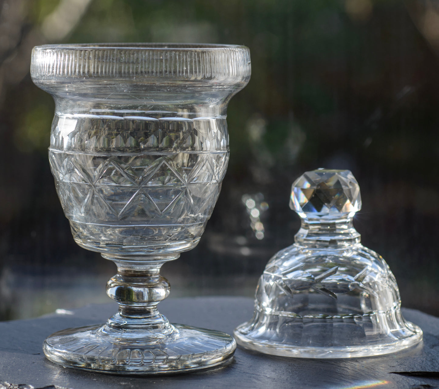 Antique Georgian Anglo-Irish Lidded Sweetmeat Jar In Lead Glass c.1820 (3301)