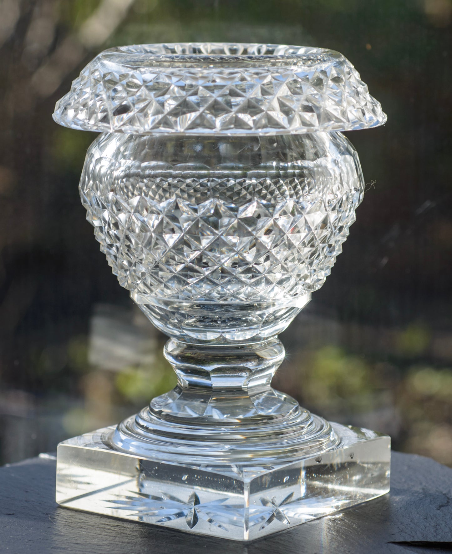 Antique Victorian Heavy Impressive Cut Glass Lidded Sweetmeat Jar c.1870 (3302)