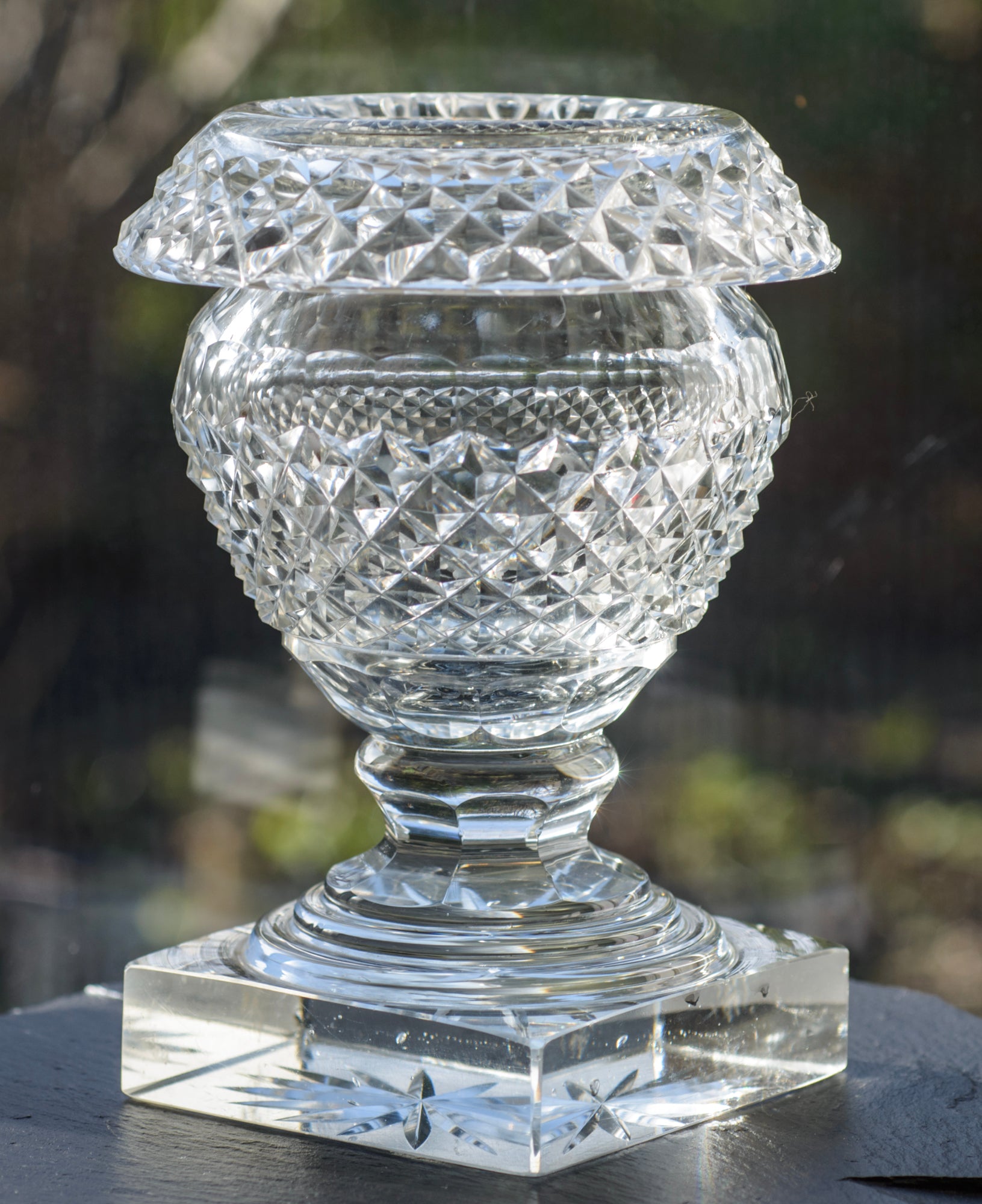 Antique Victorian Heavy Impressive Cut Glass Lidded Sweetmeat Jar c.1870 (3302)