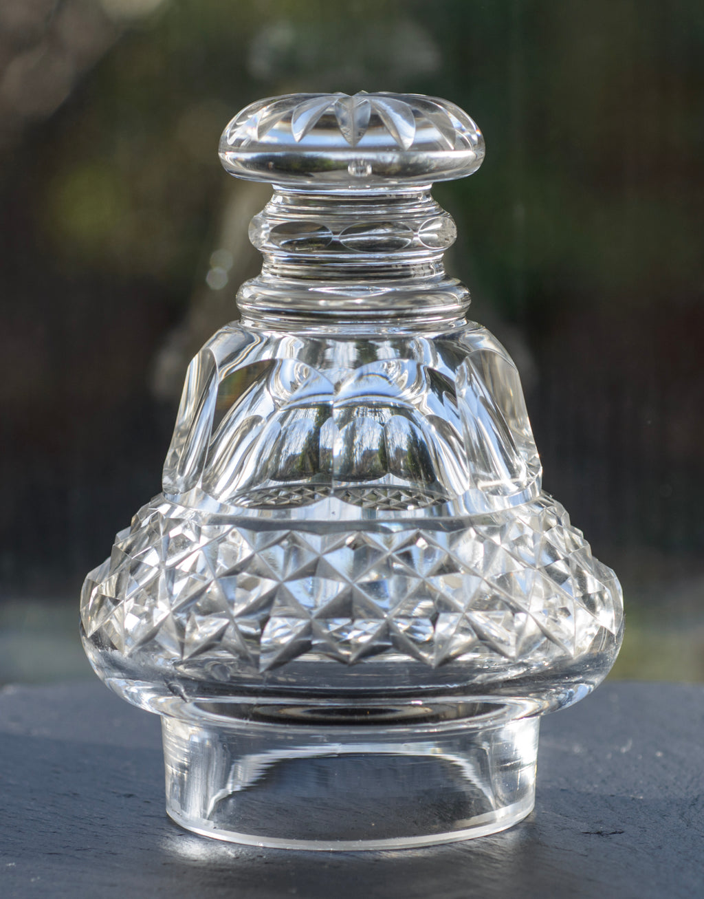 Antique Victorian Heavy Impressive Cut Glass Lidded Sweetmeat Jar c.1870 (3302)