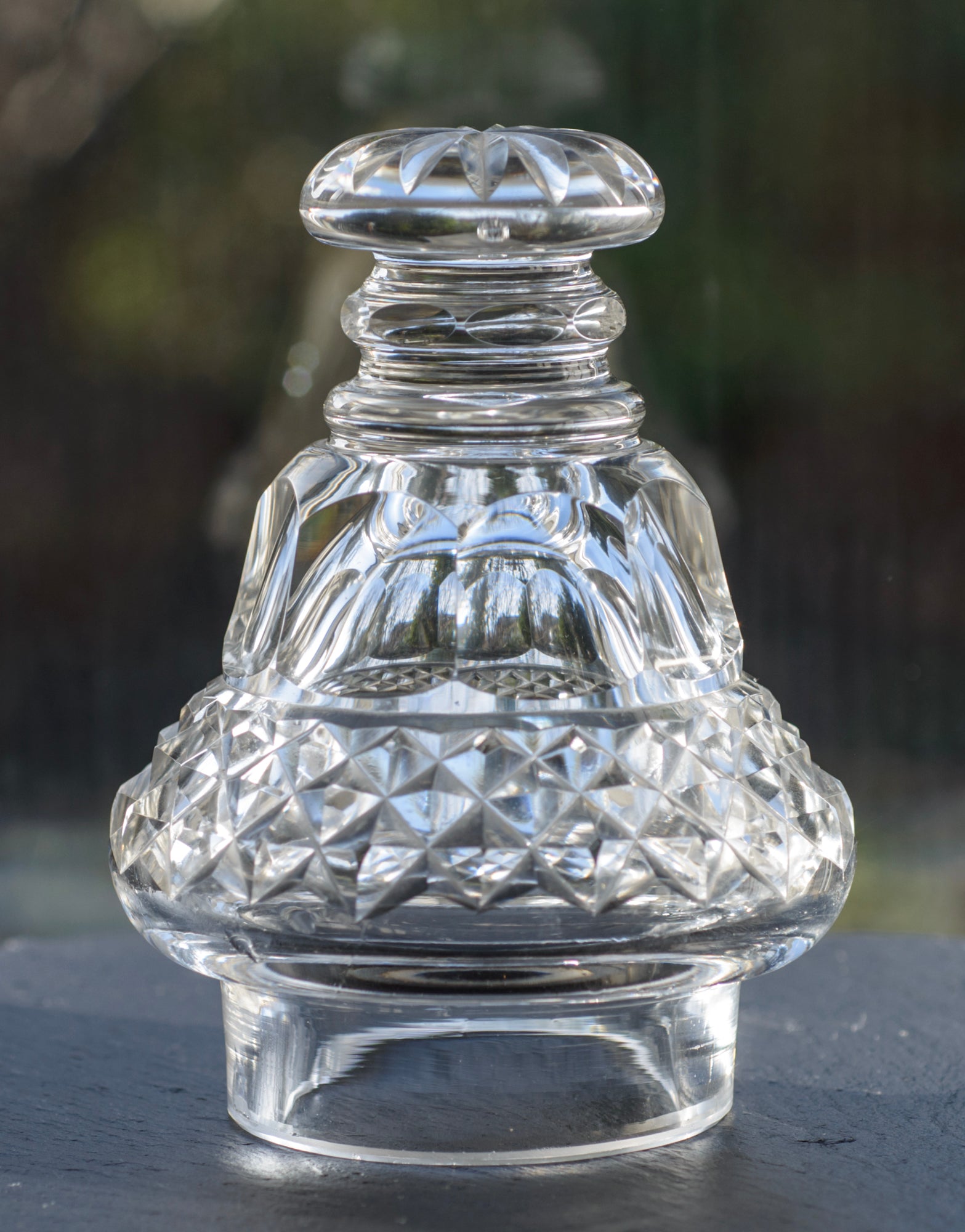 Antique Victorian Heavy Impressive Cut Glass Lidded Sweetmeat Jar c.1870 (3302)