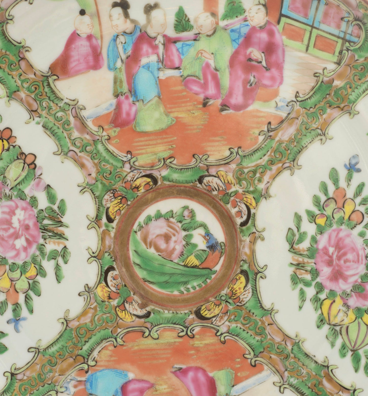 Antique Chinese Porcelain Rose Medallion Plate Famille Rose Enamels c.1880 (3305)